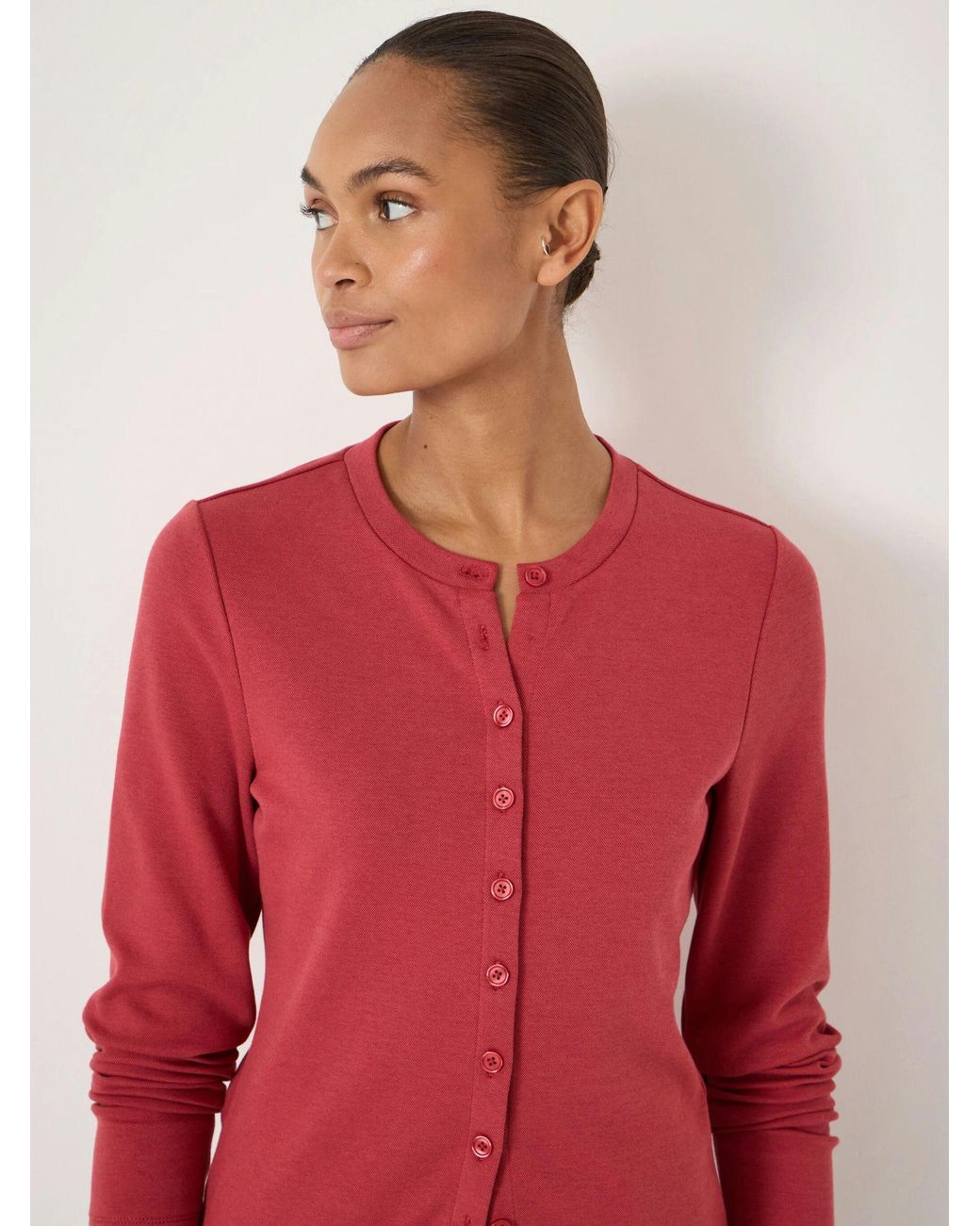 Hush Red Button Detail Jersey Cardigan