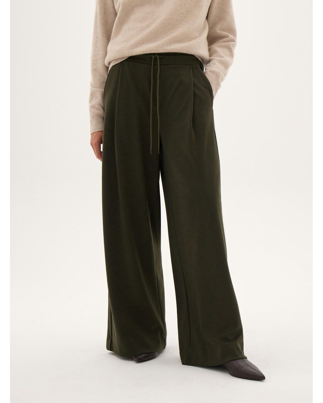 Hush Natural Taylor Piped Wide Leg Trousers