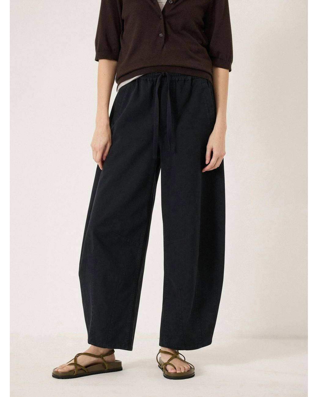 Hush Black Rina Pull On Barrel Leg Trousers