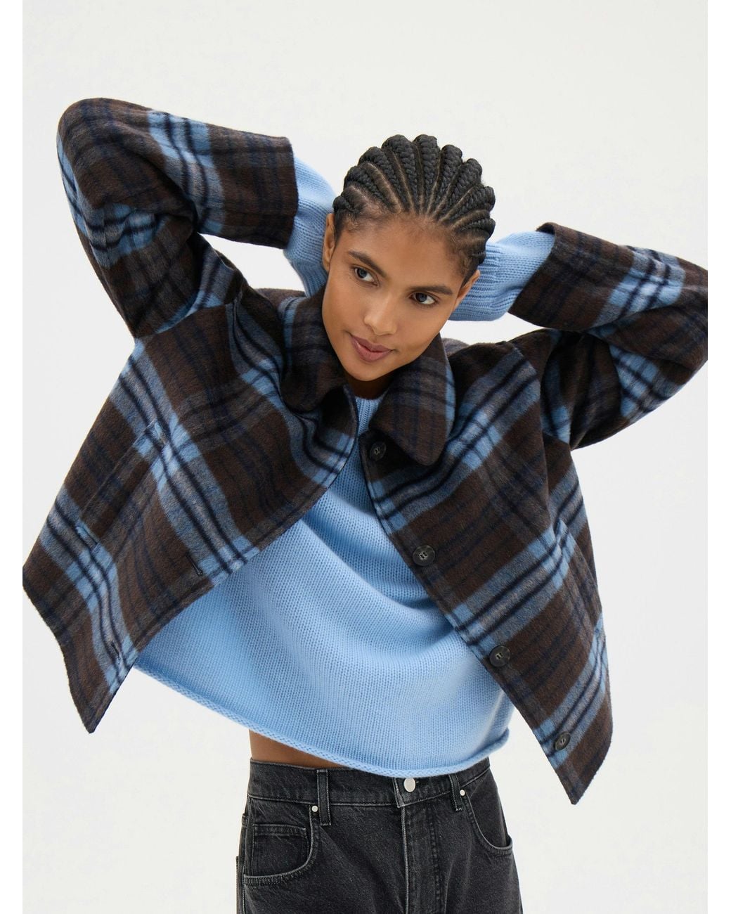 Hush Blue Rix Double Faced Wool Check Jacket