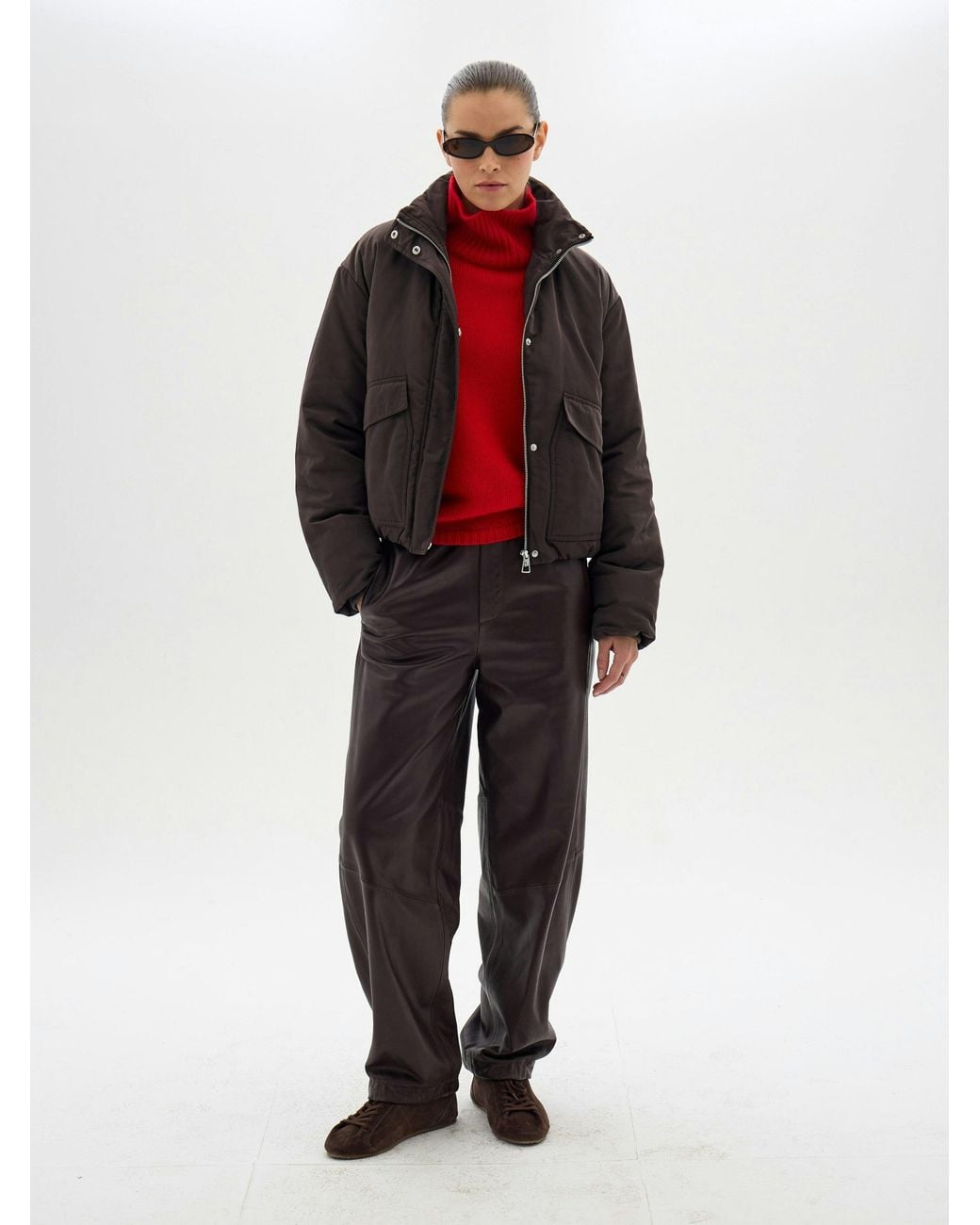 Hush Red Blythe Funnel Neck Padded Jacket