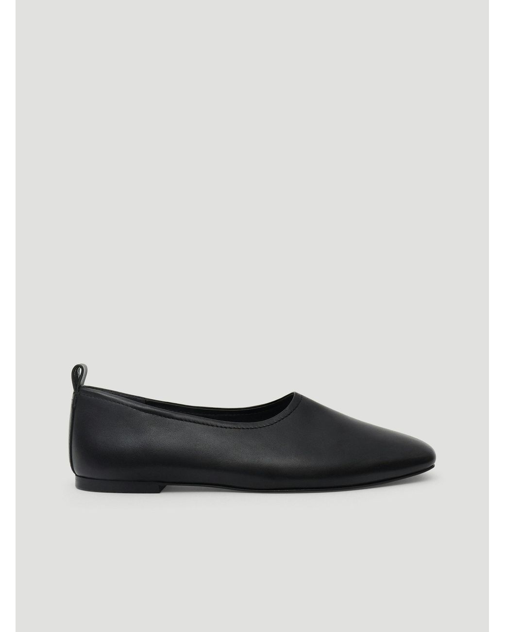 Hush Black Calyx Square Toe Leather Ballerina Flats