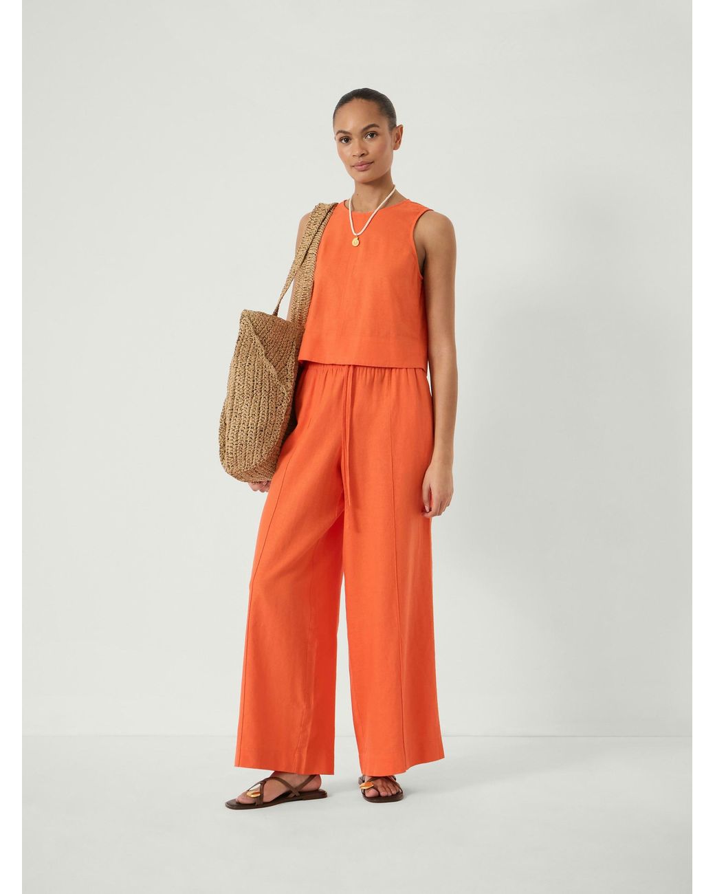 Hush Orange Vera Linen Blend Shell Top