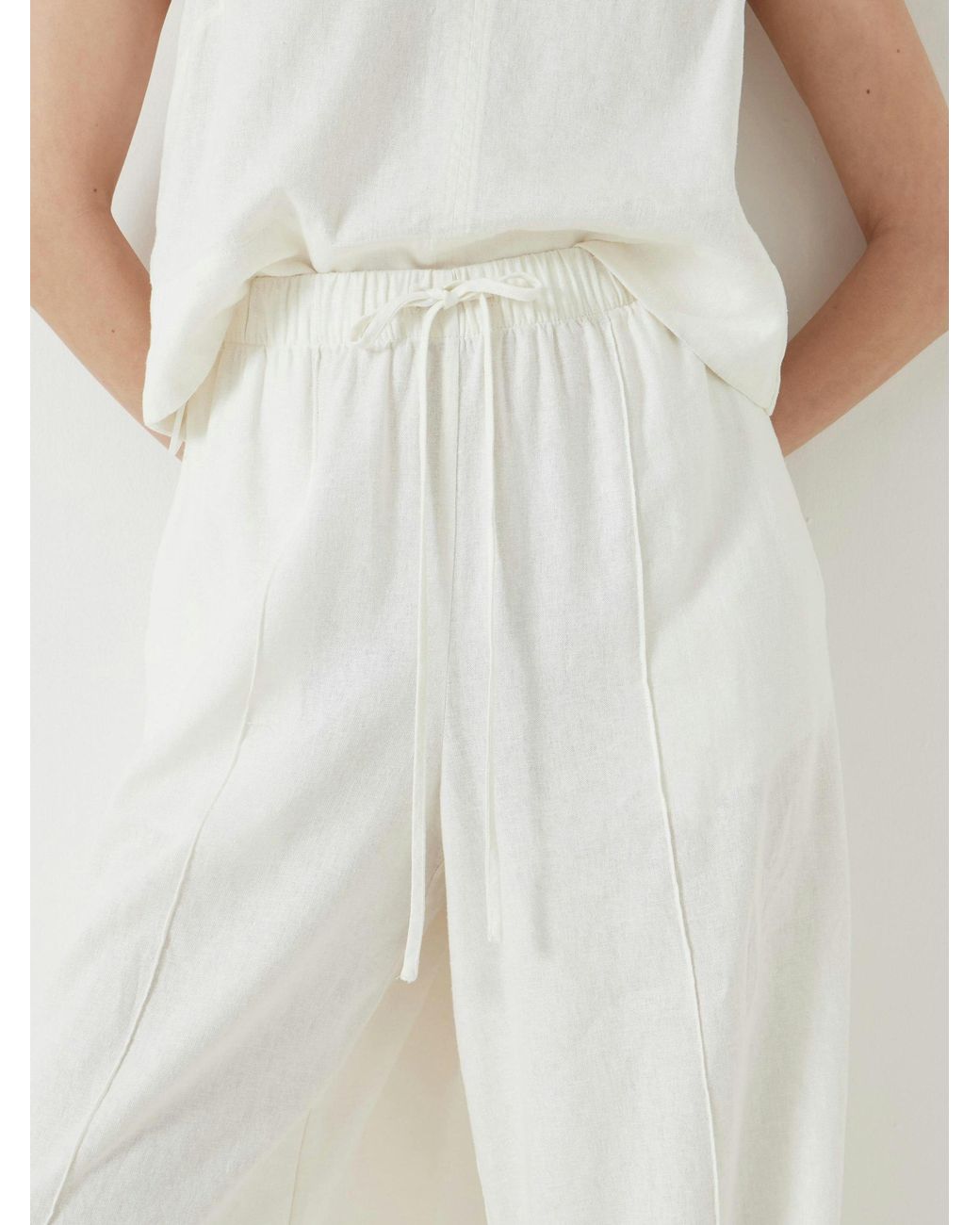 Hush White Linen Blend Petunia Wide Leg Trousers
