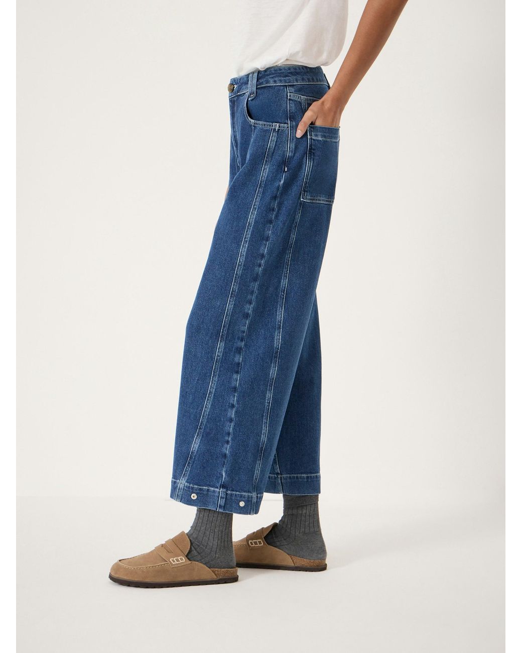Hush Blue Bryce Seam Detail Barrel Leg Jeans
