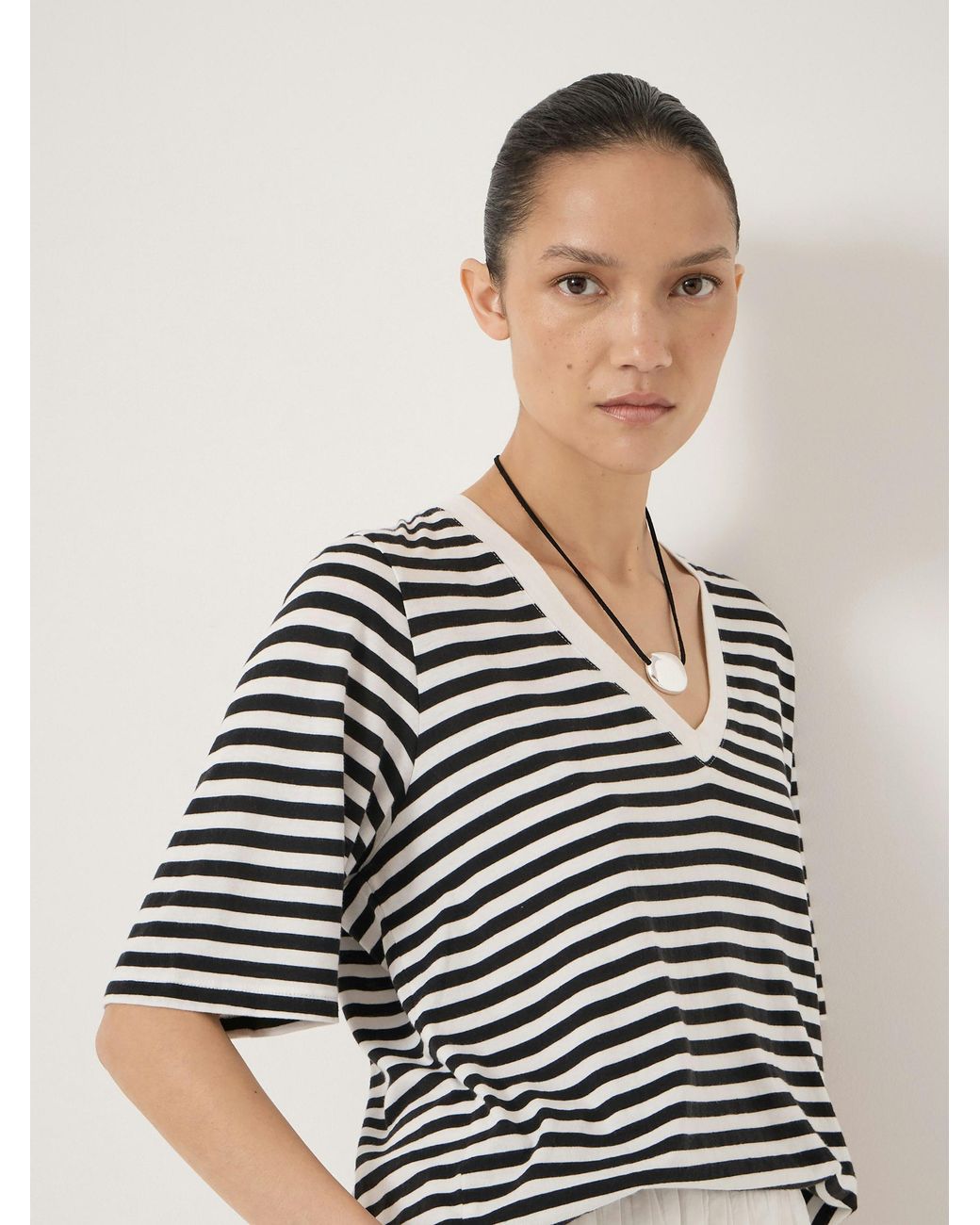 Hush White Reece V Neck Drapey T-Shirt
