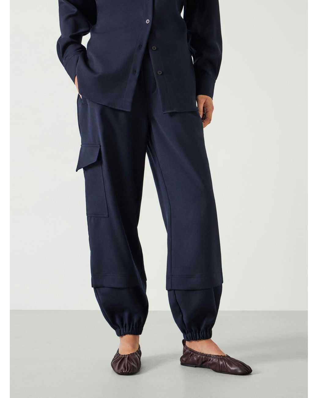 Hush Blue Ava Wool Cargo Trousers