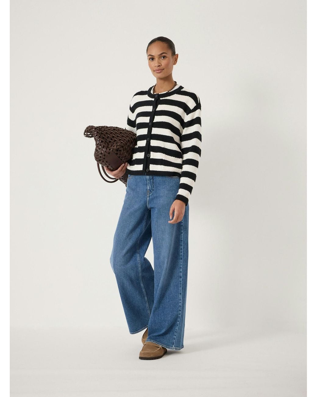 Hush Blue Tess Textured Cotton Blend Cardigan