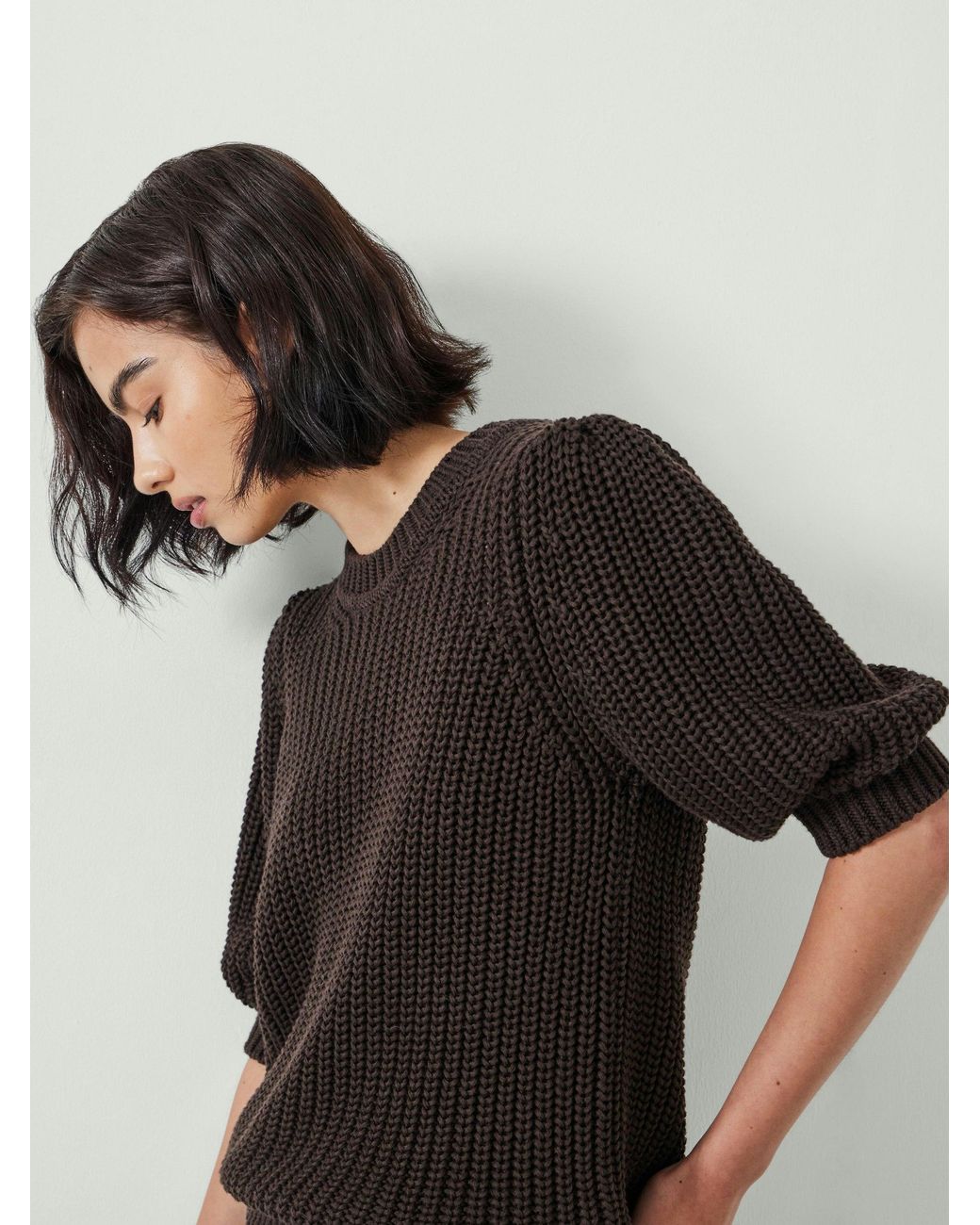 Hush Black Jessie Cotton Puff Sleeve Ribbed Top
