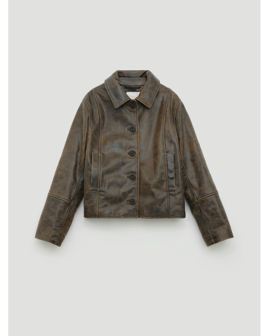 Hush Brown Ana Distressed Leather Jacket