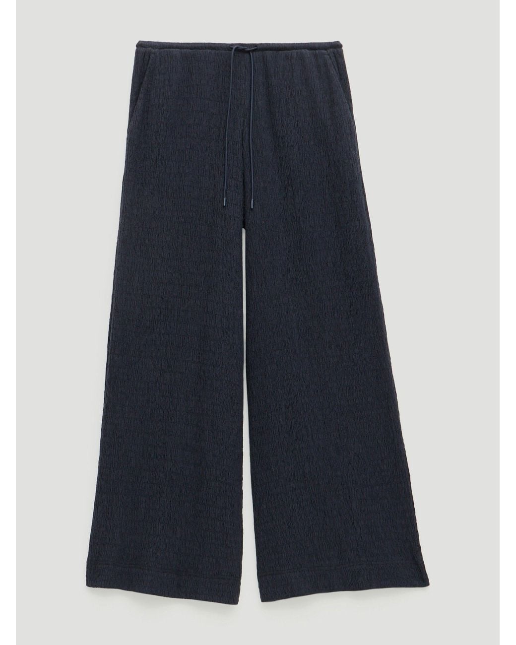 Hush Blue Aria Textured Jersey Wide Leg Trousers
