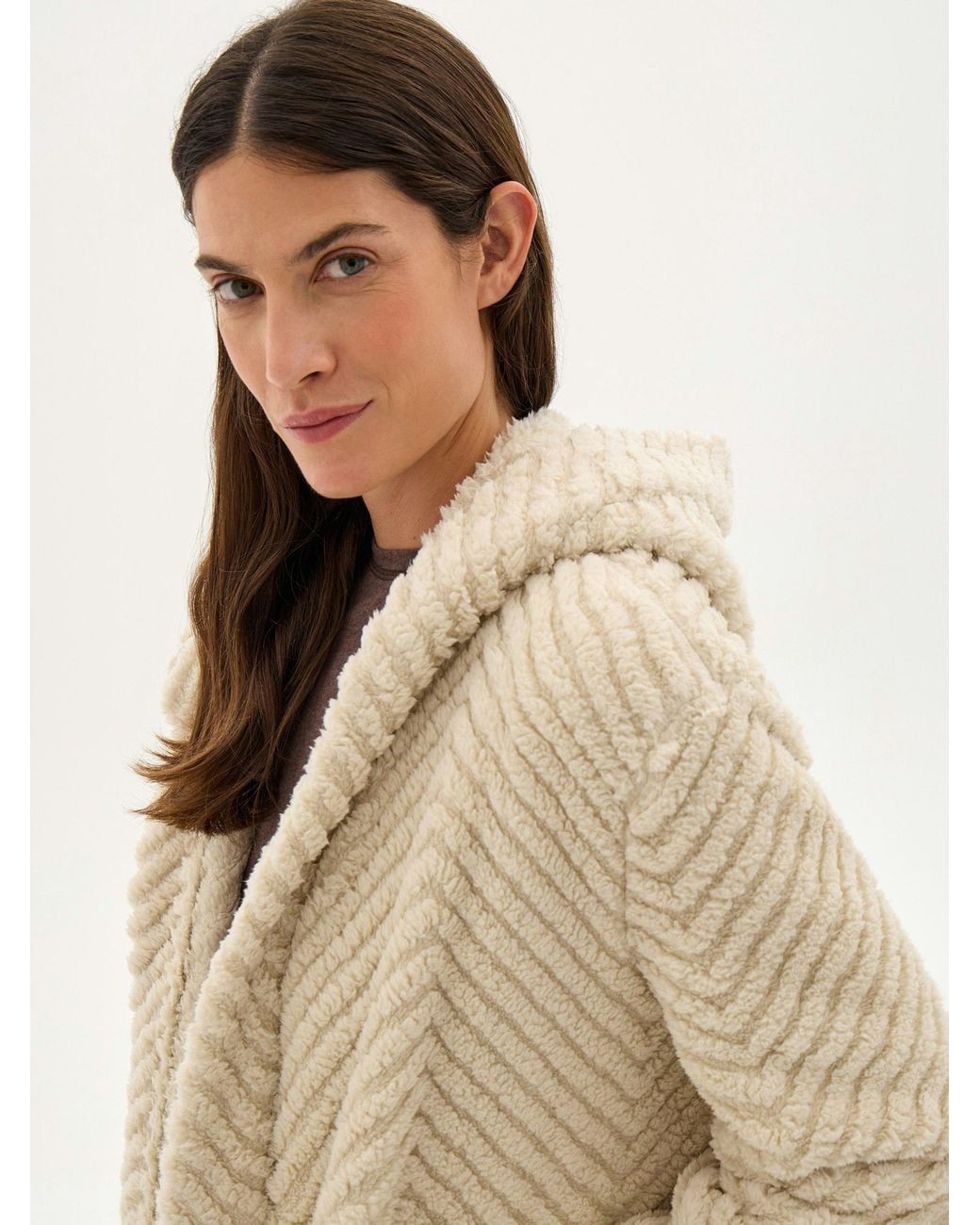 Hush White Penelope Hooded Textured Dressing Gown