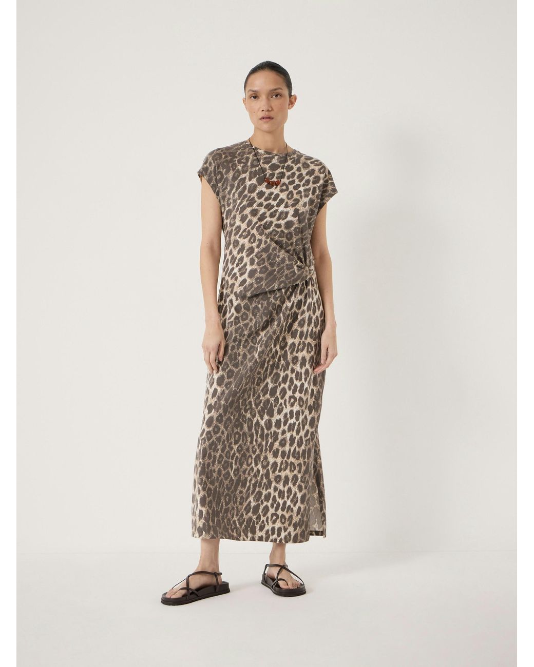 Hush Natural Athena Twist-Detail Jersey Midi Dress