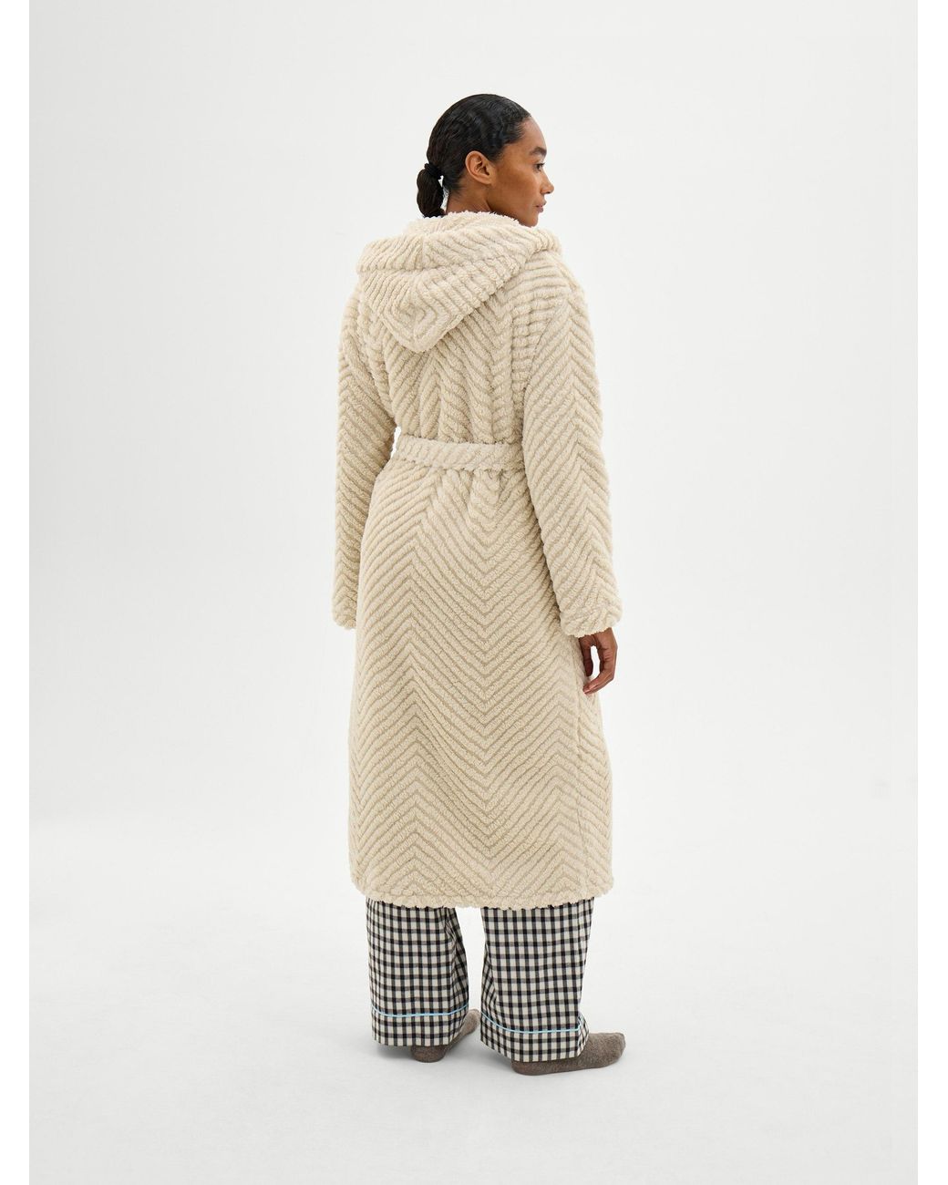 Hush White Penelope Hooded Textured Dressing Gown