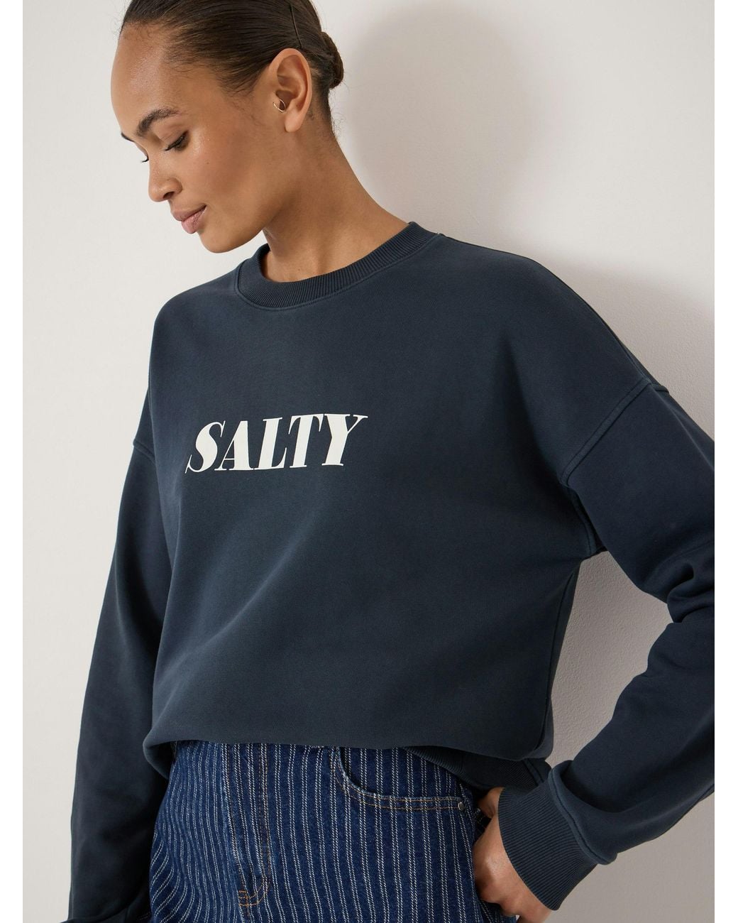 Hush Blue Salty Graphic Washed Sweatshirt