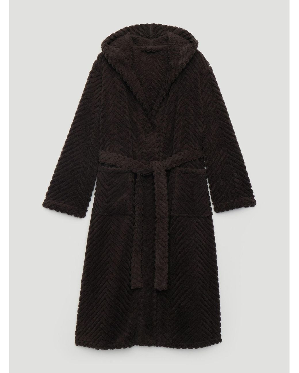 Hush Brown Penelope Hooded Textured Dressing Gown