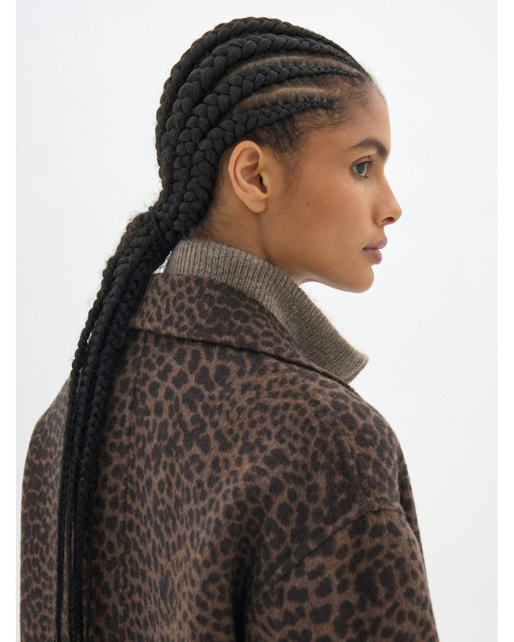 Hush Multicolor Mili Pure Wool Double Faced Leopard Coat