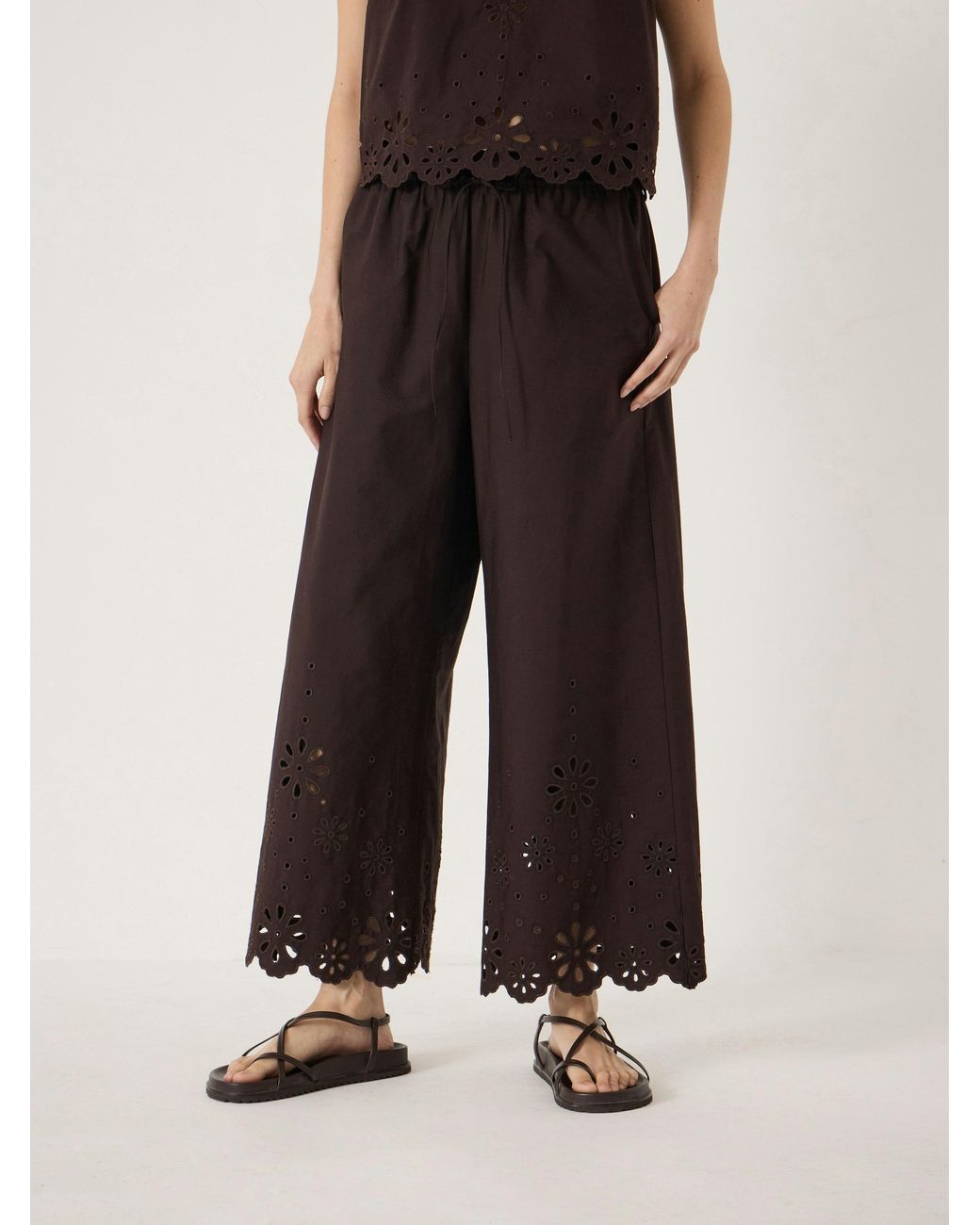 Hush Natural Renna Broderie Placement Trousers