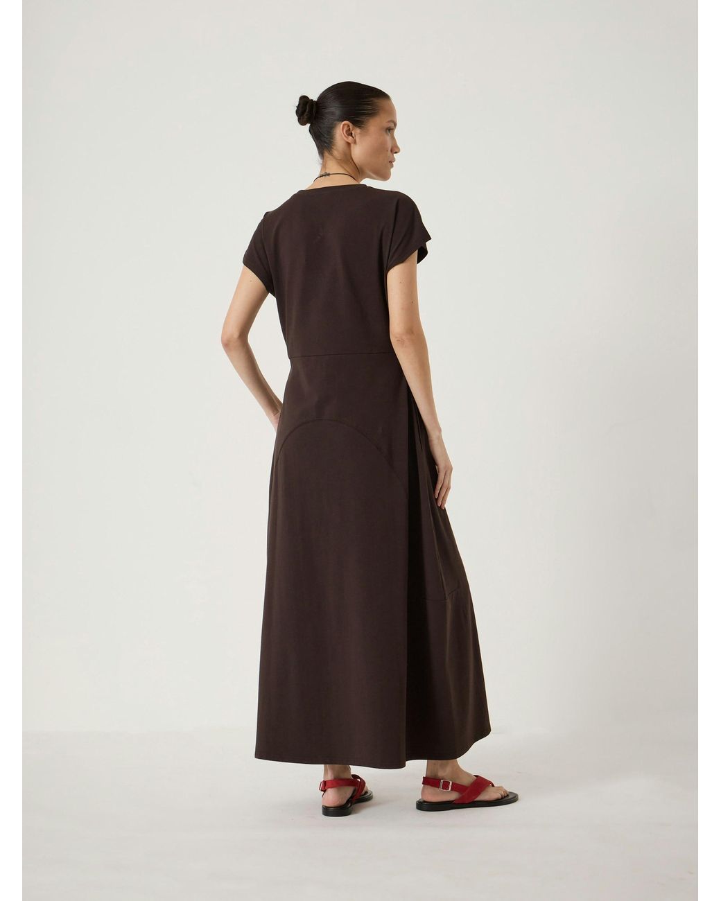 Hush Natural Thelma Cap Sleeve Barrel Jersey Midi Dress