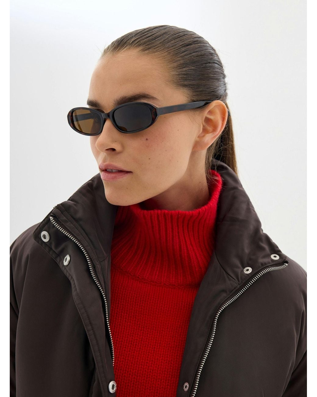 Hush Red Blythe Funnel Neck Padded Jacket