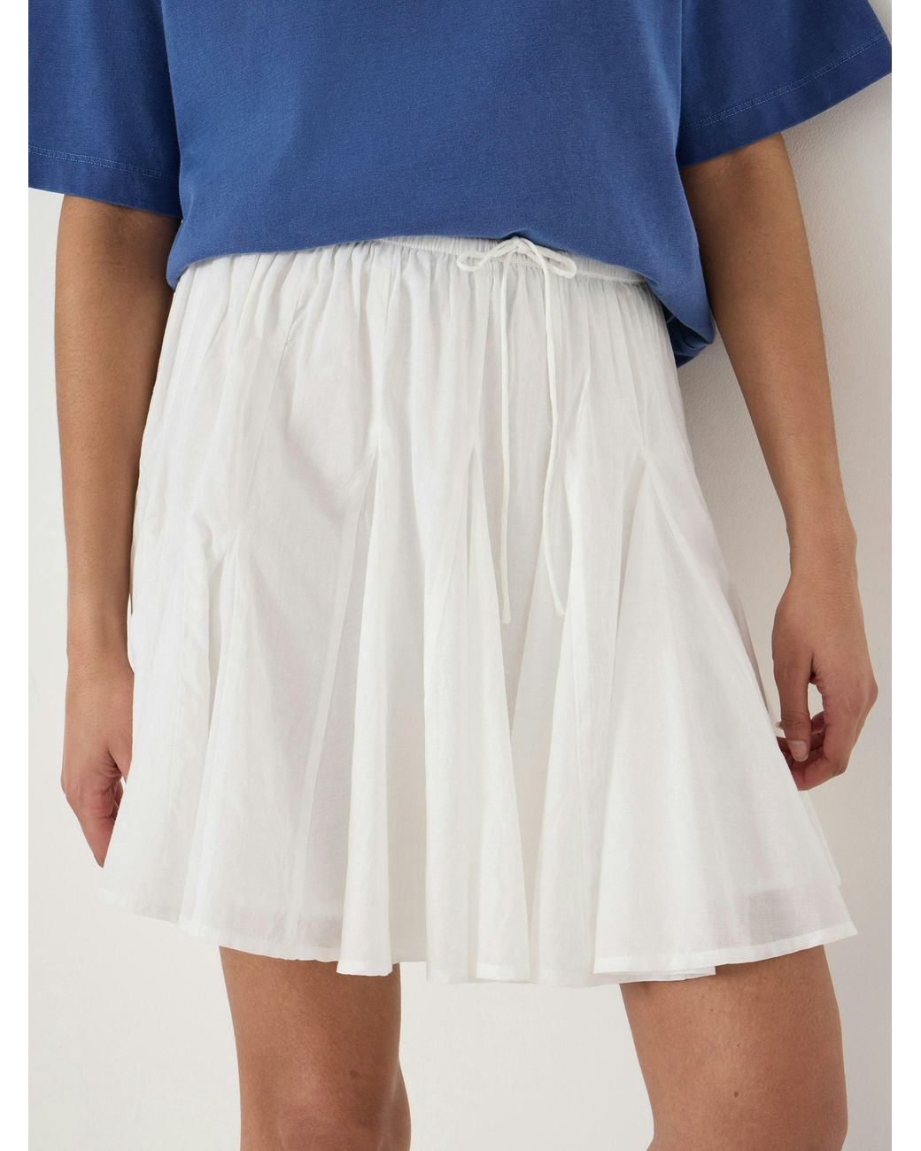 Hush Blue Bloom Godet Cotton Voile Mini Skirt