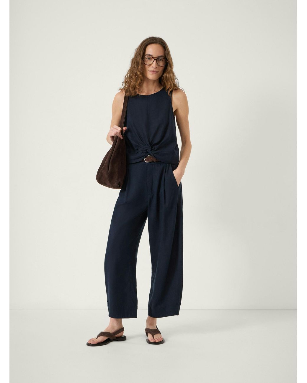 Hush Blue Maggie Twist Front Linen Top