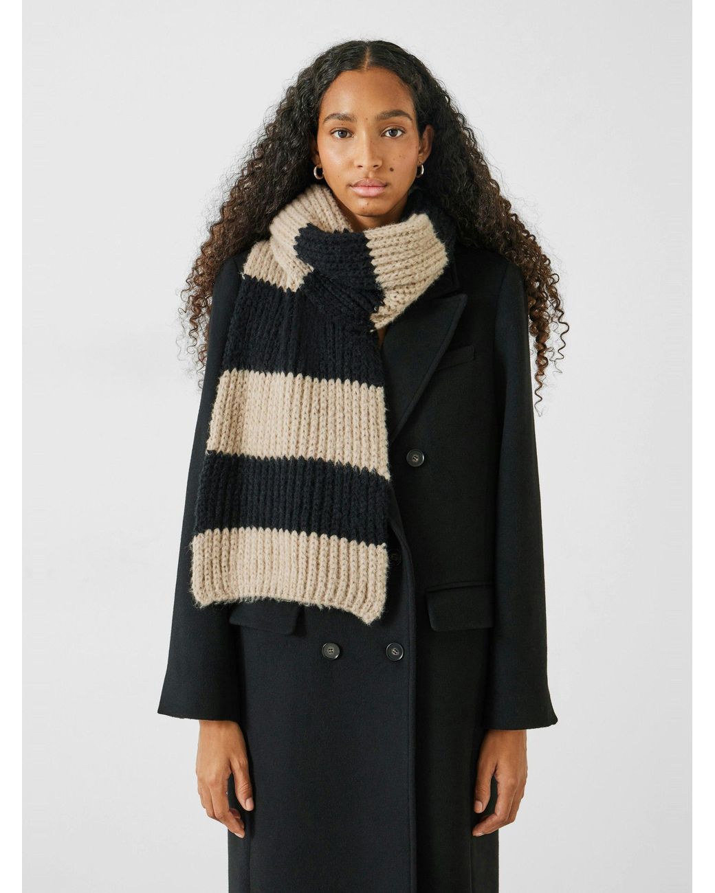Hush White Morgan Knitted Stripe Scarf