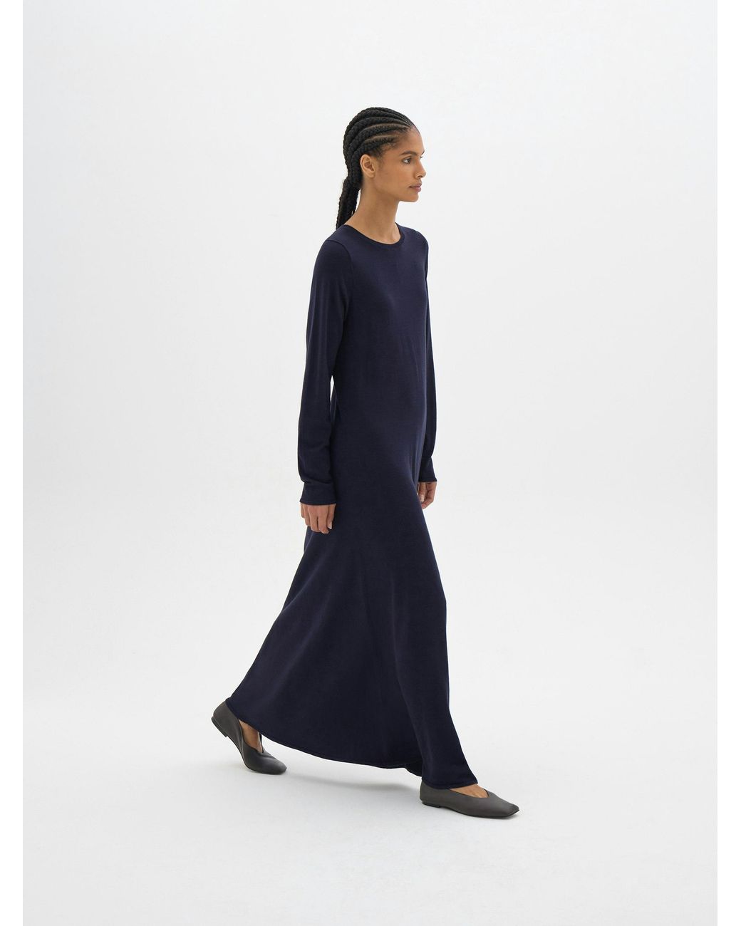 Hush Blue Talen Crew Neck Knit Midi Dress