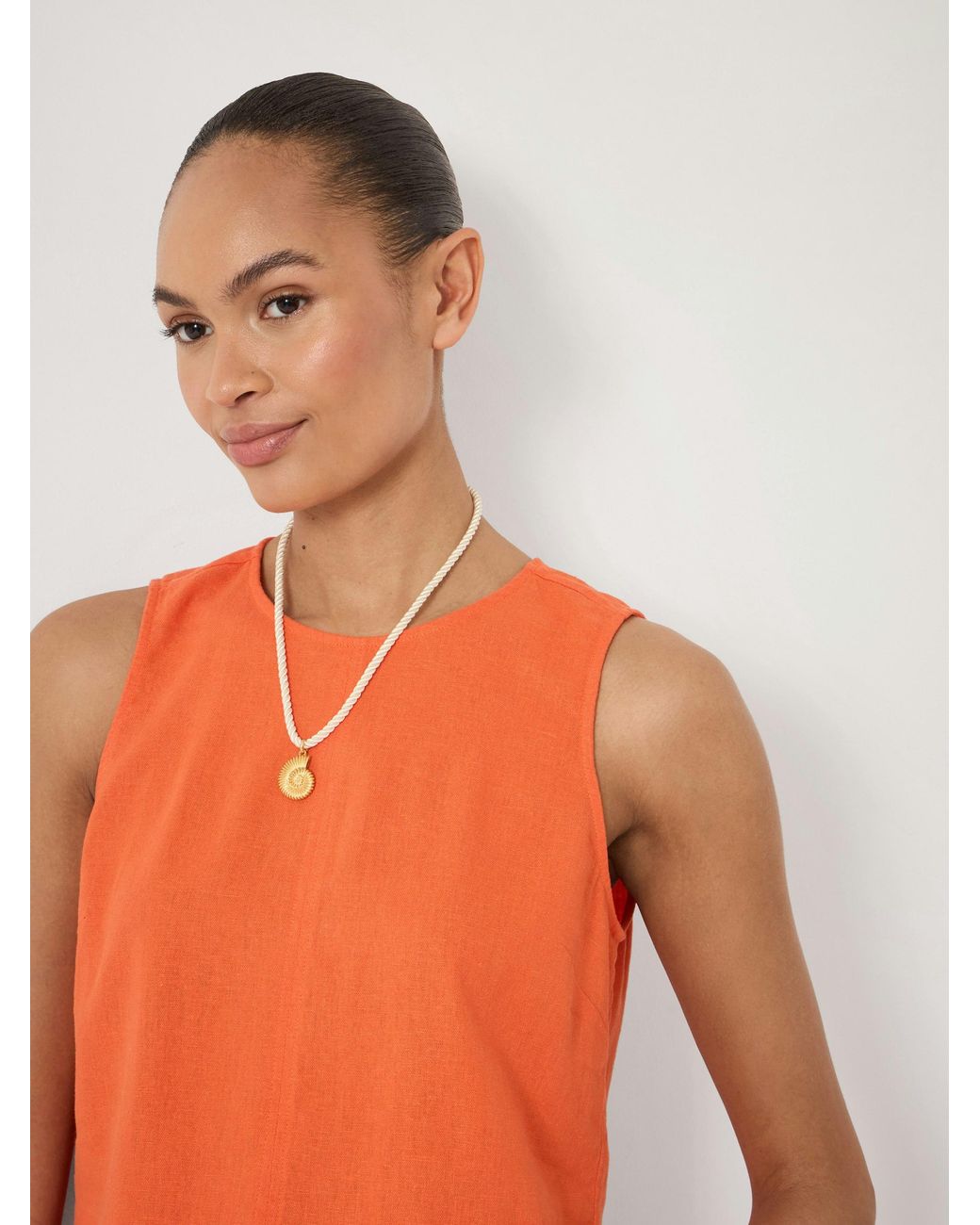 Hush Orange Vera Linen Blend Shell Top