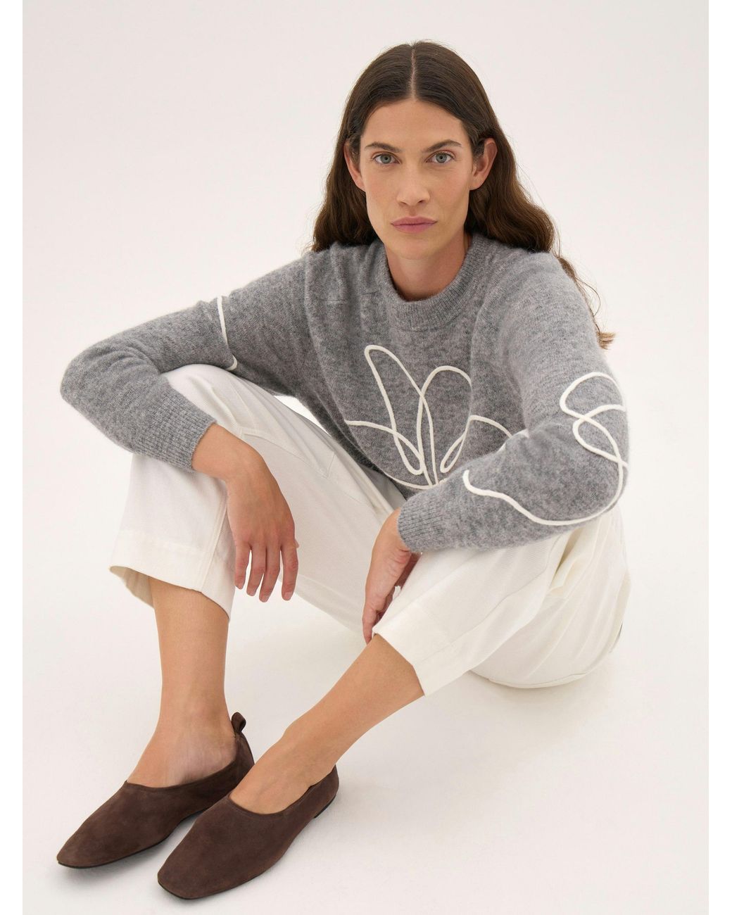 Hush Gray Calyx Square Toe Suede Ballerina Flats