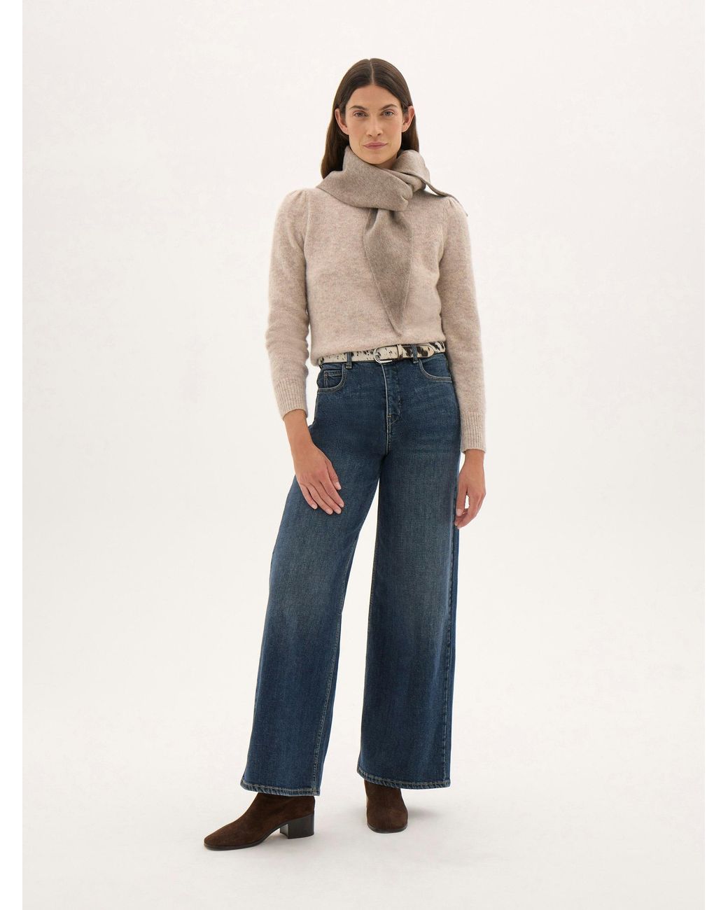 Hush Natural Gathered Shoulder Wool Blend Jumper