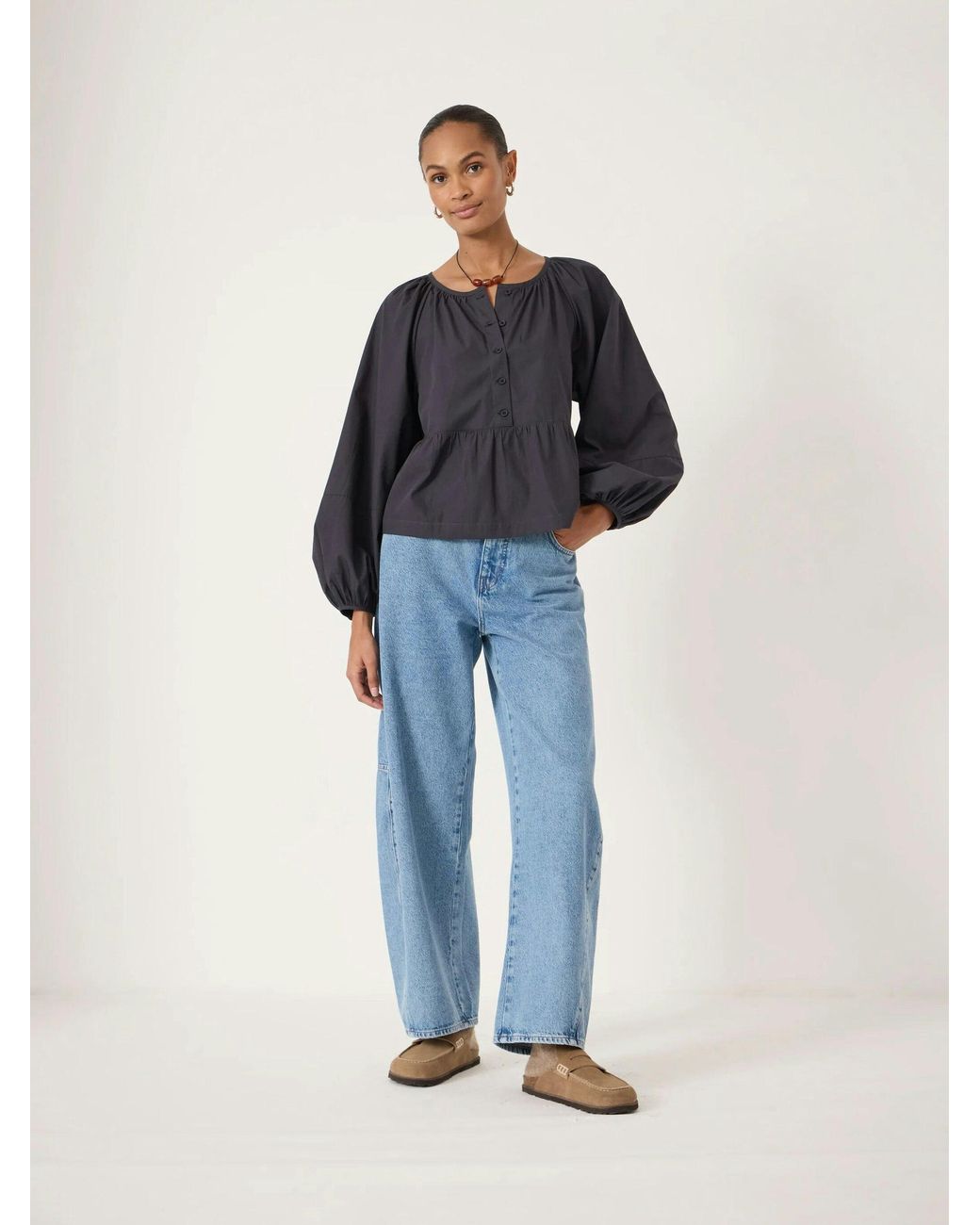 Hush Blue Beck Cotton Peplum Blouse