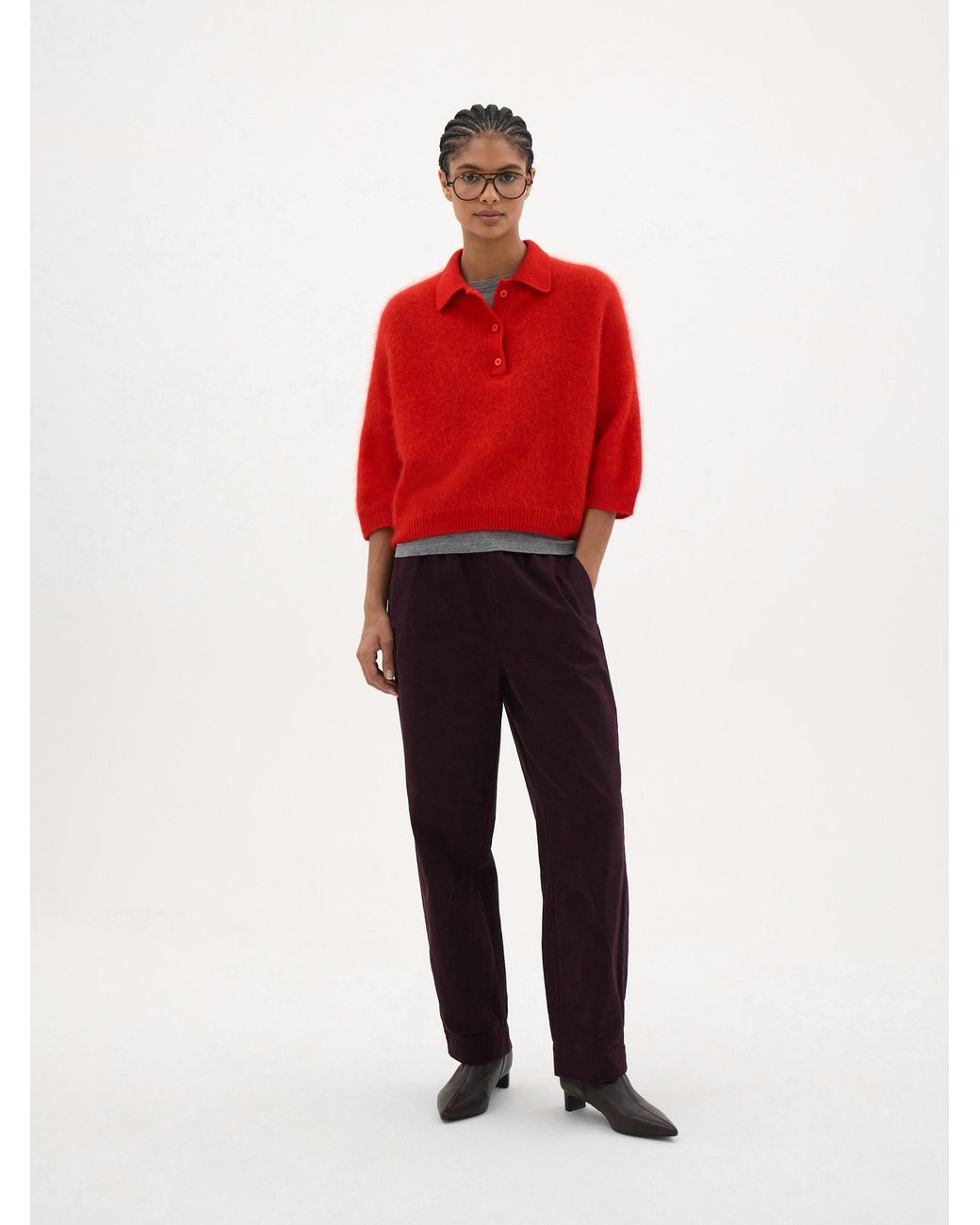 Hush Red Ziggy Brushed Wool Polo Tee