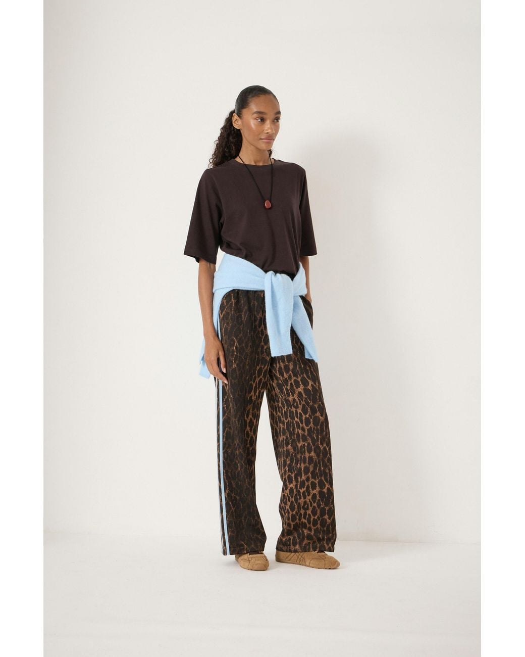 Hush White Harrison Animal Print Side Stripe Joggers