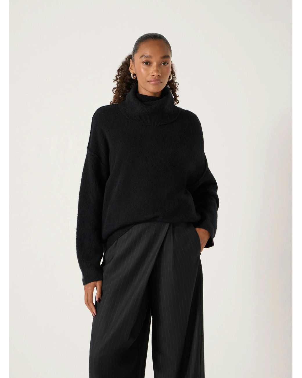 Hush Black Meryl Wool Blend Roll Neck Jumper