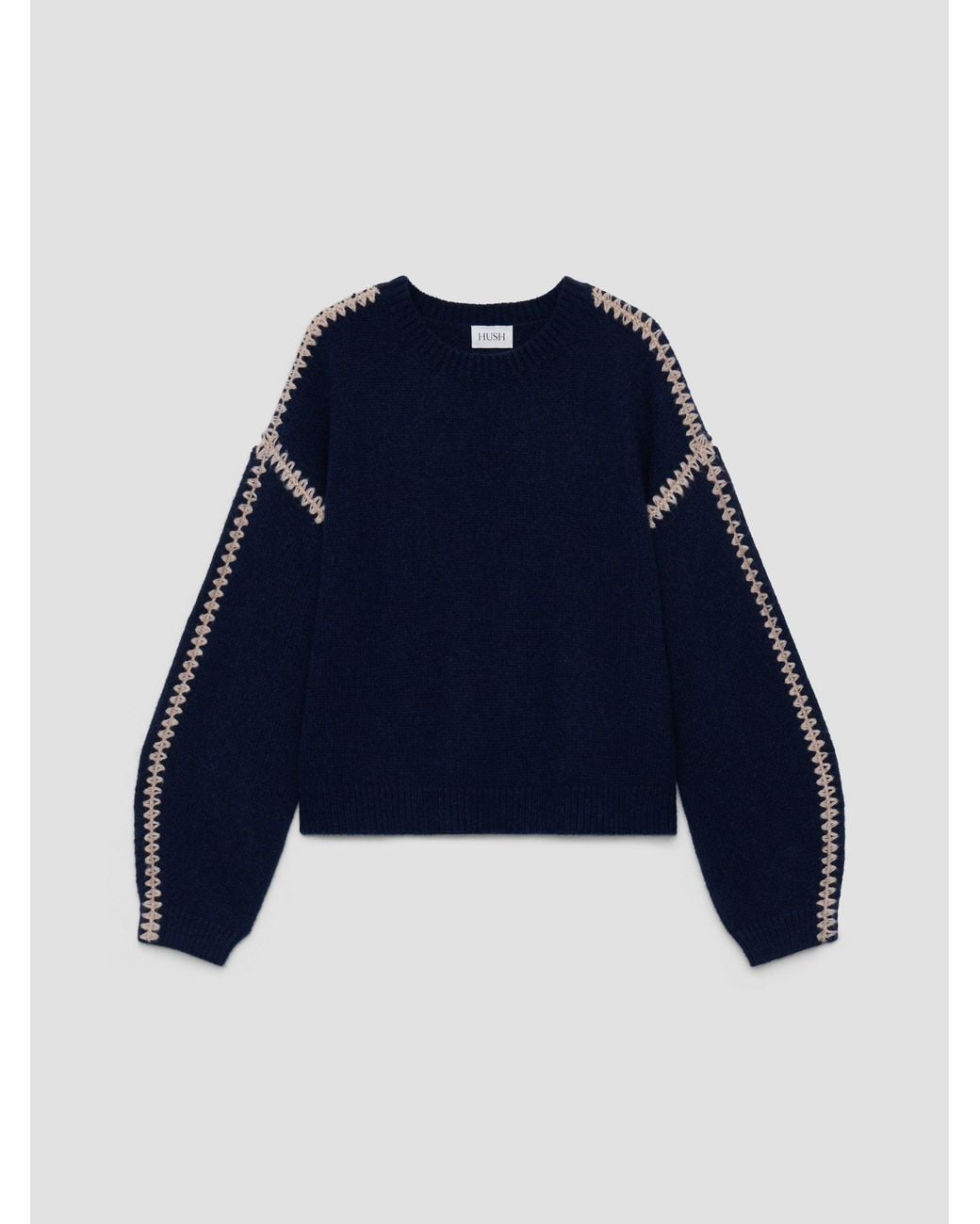 Hush Blue Whitney Whipstitch Knitted Jumper