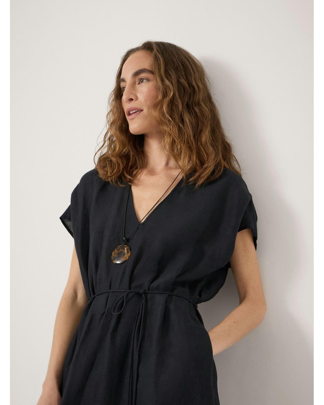 Hush White Remy Pleated Linen Blend Midi Dress