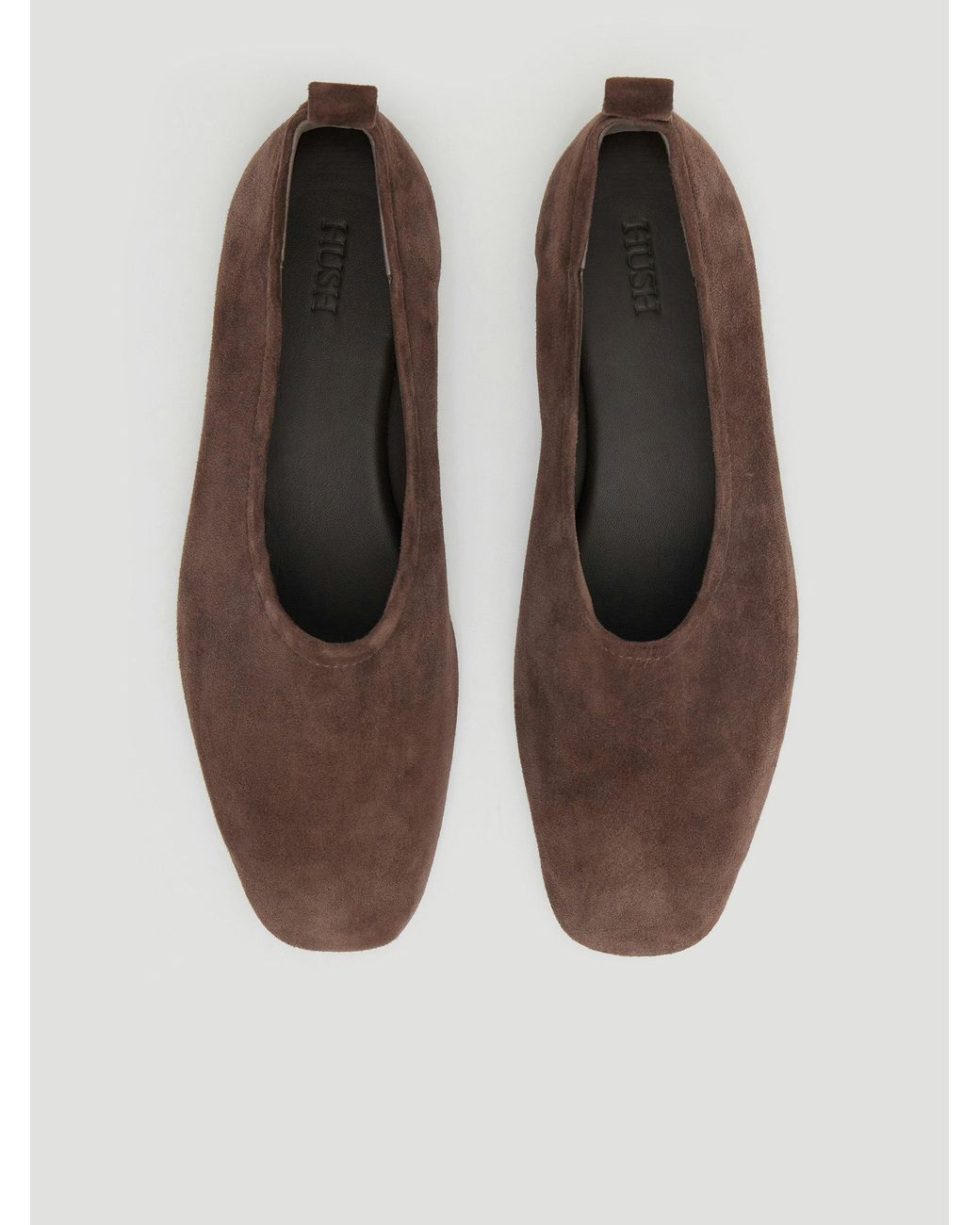 Hush Gray Calyx Square Toe Suede Ballerina Flats
