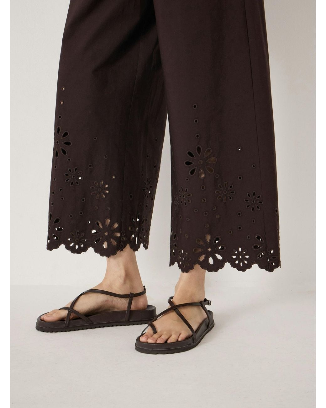 Hush Natural Renna Broderie Placement Trousers