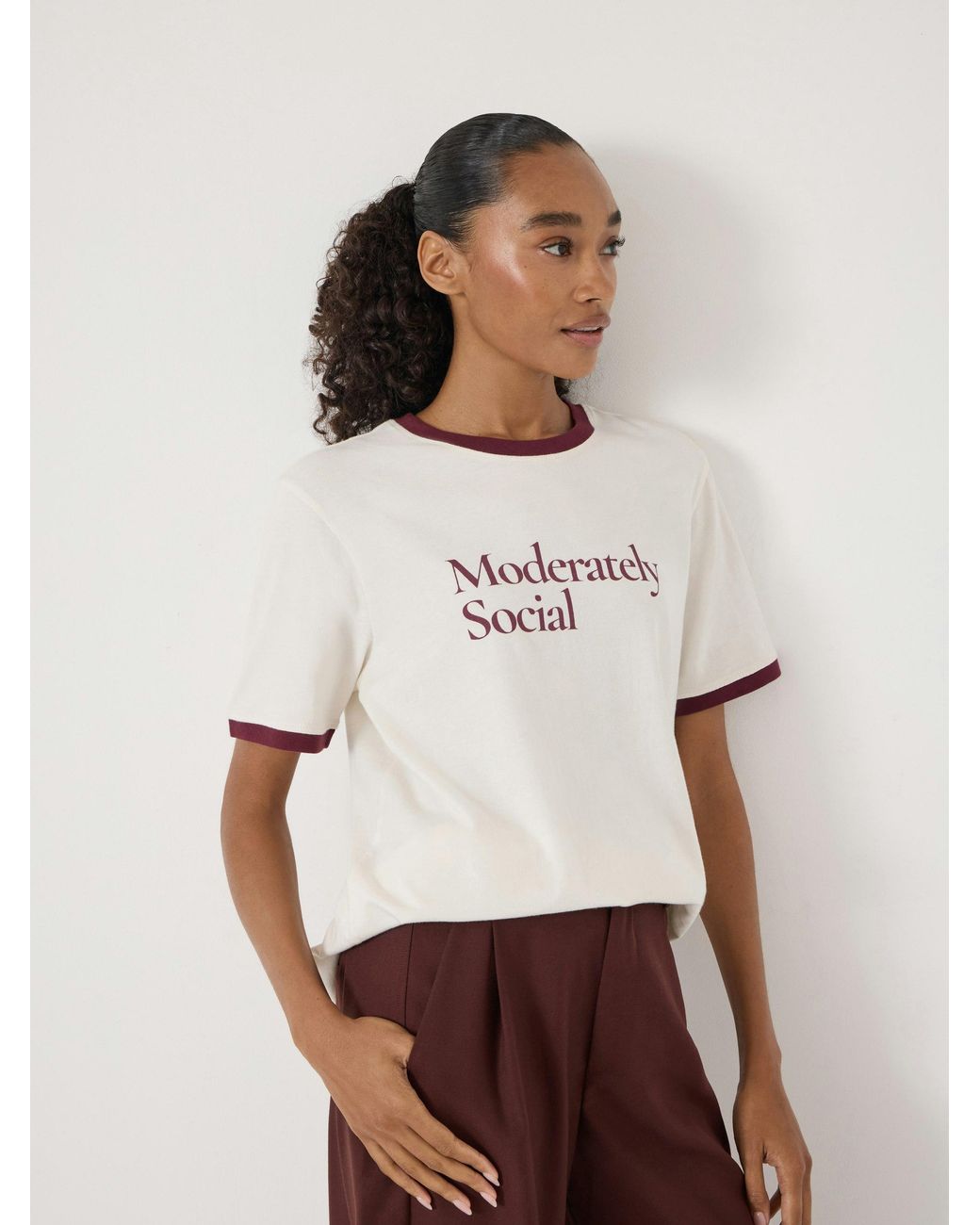 Hush White Moderately Social Ringer T-Shirt