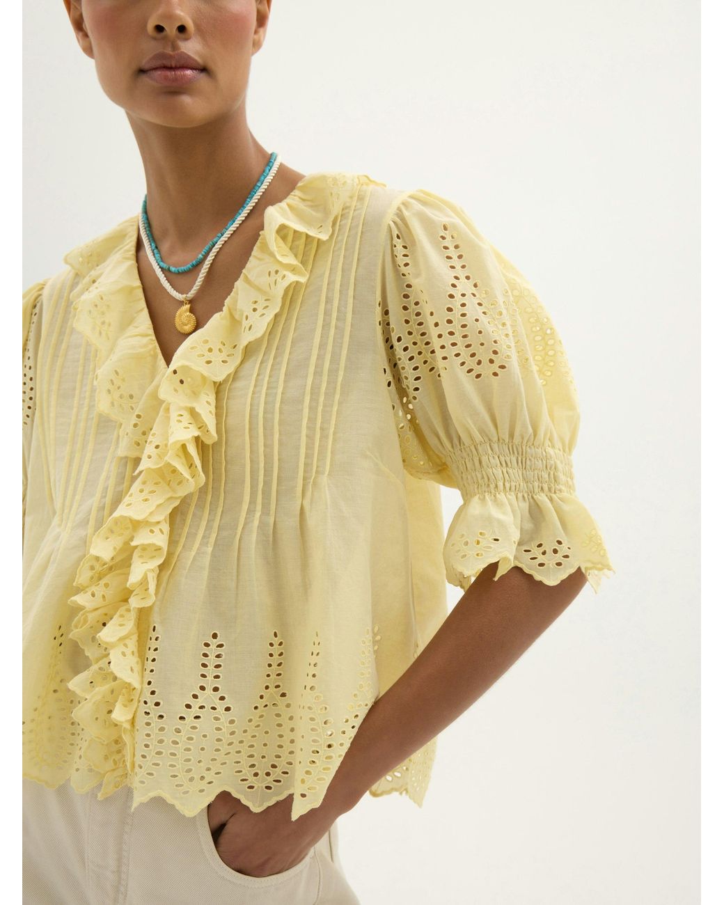 Hush Metallic Koa Cotton Broderie Blouse