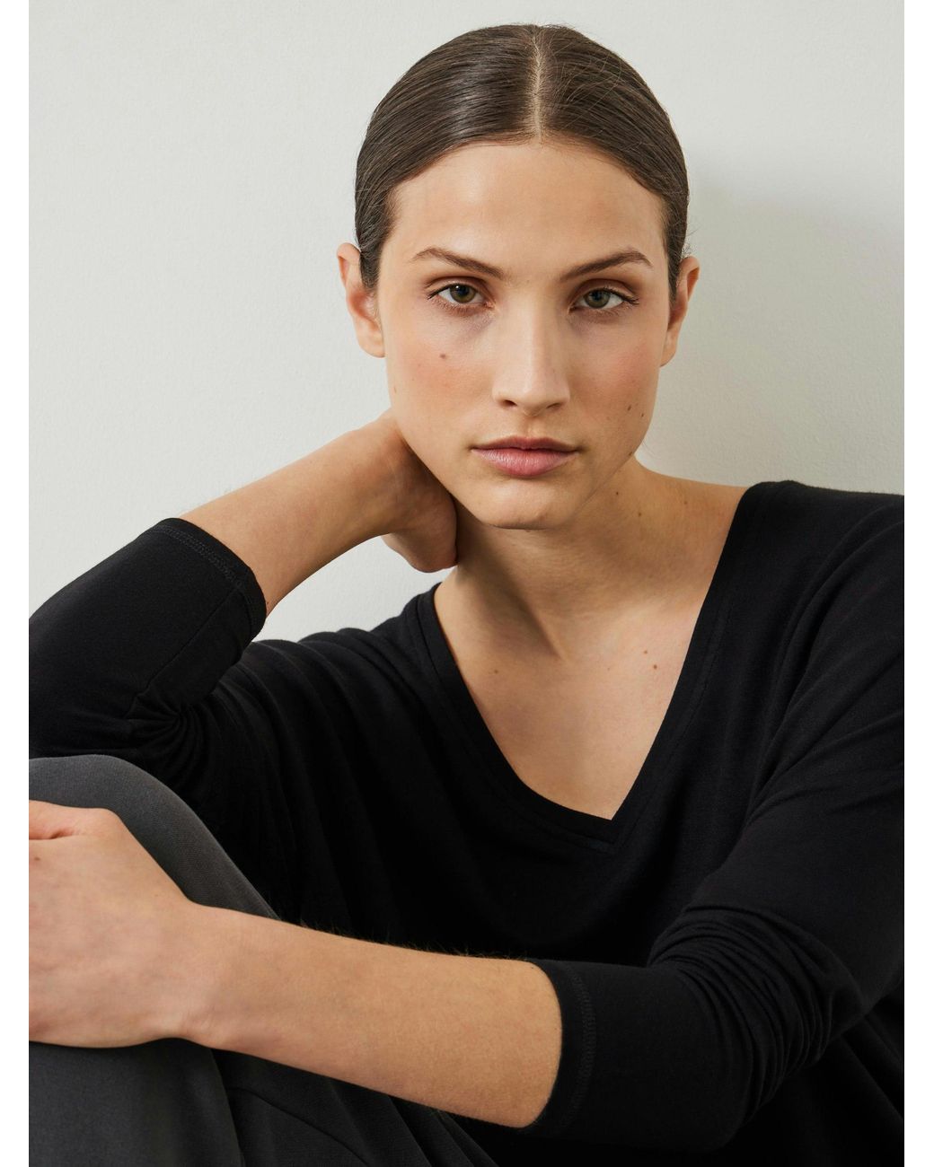Hush Black Gillian Wide Jersey Top