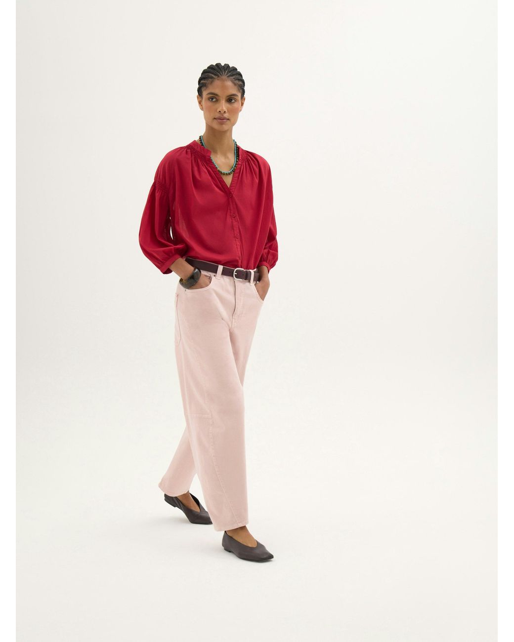 Hush Mila Gathered Sleeve Cotton Voile Blouse
