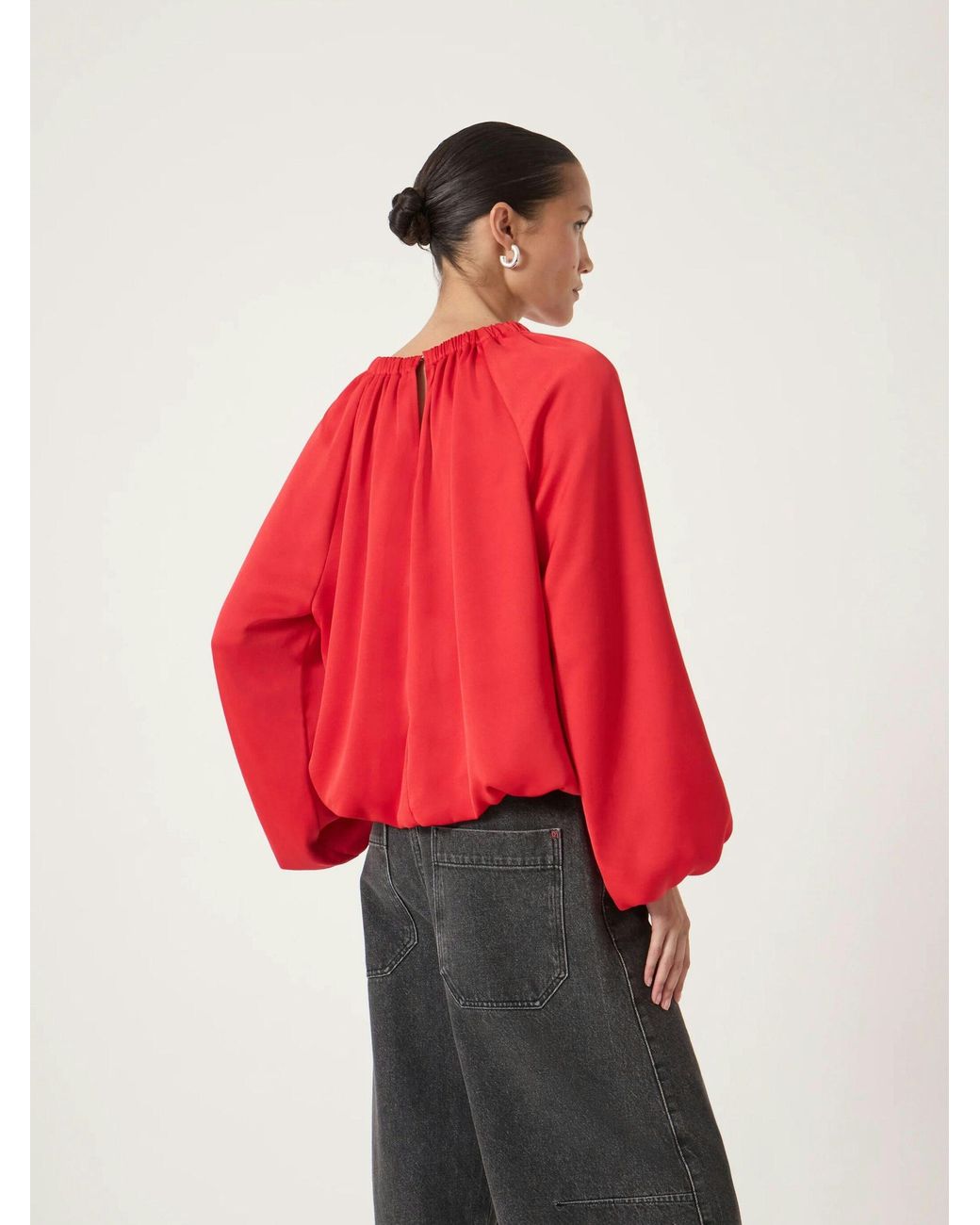 Hush Red Satin Bubble Hem Top