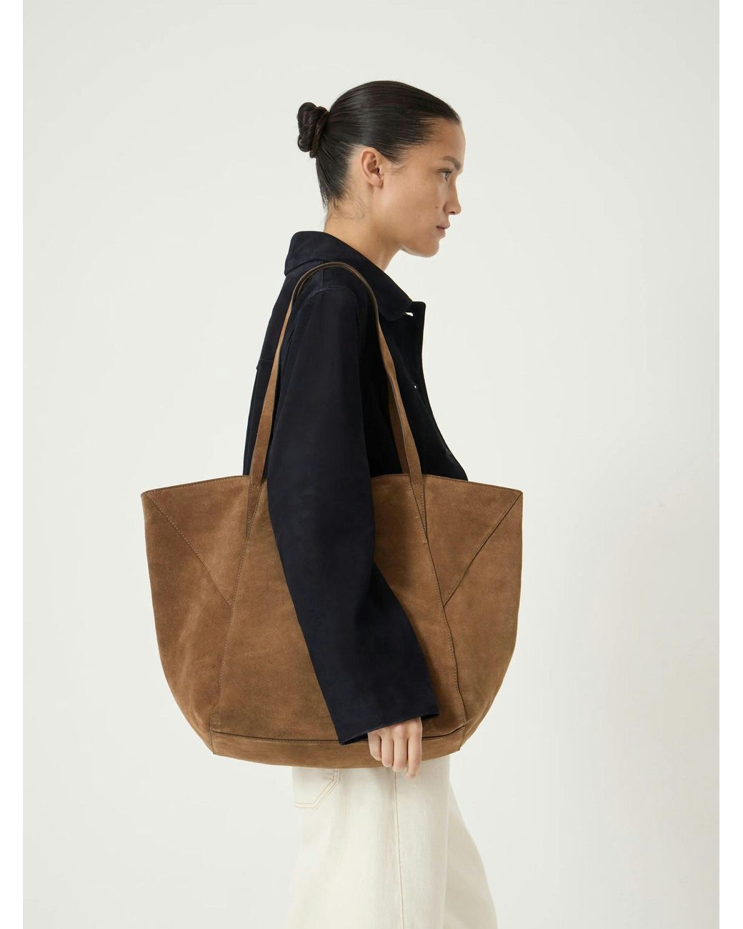 Hush Black Saffie Suede Panel Tote Bag