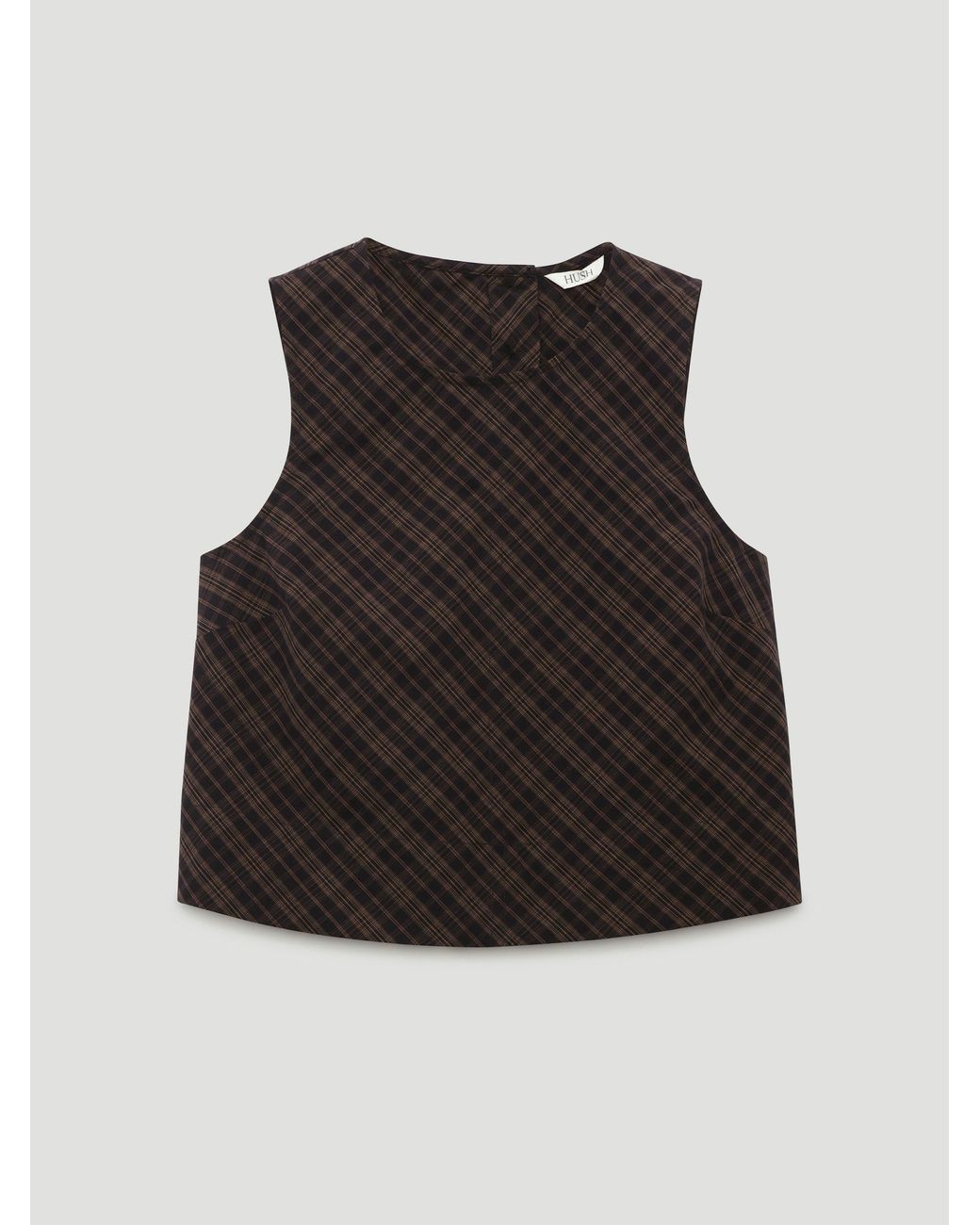 Hush Black Vera Cotton Check Shell Top