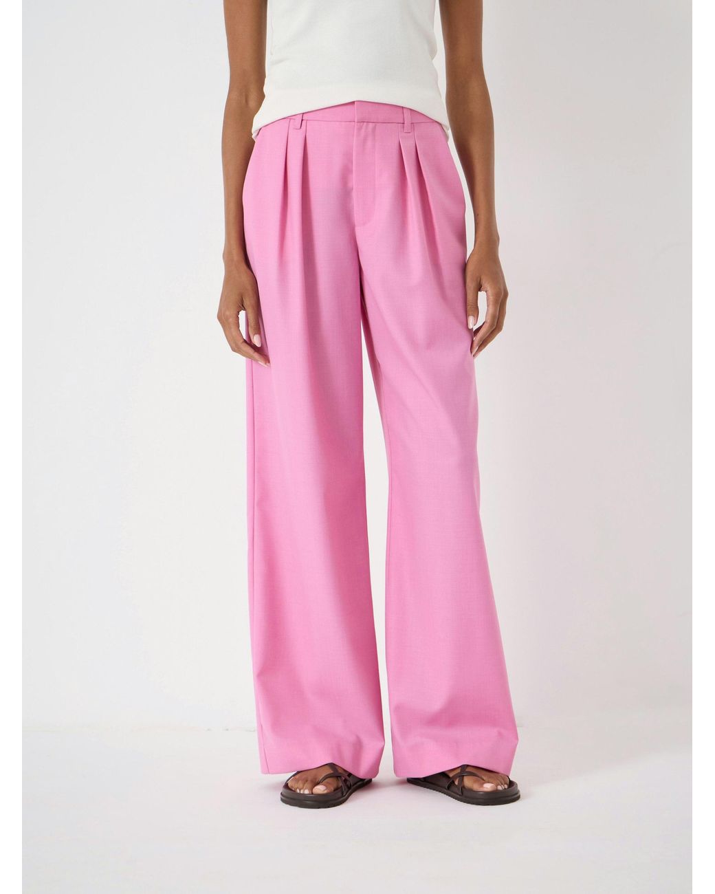 Hush Pink Lya Wool Blend Wide Leg Trousers