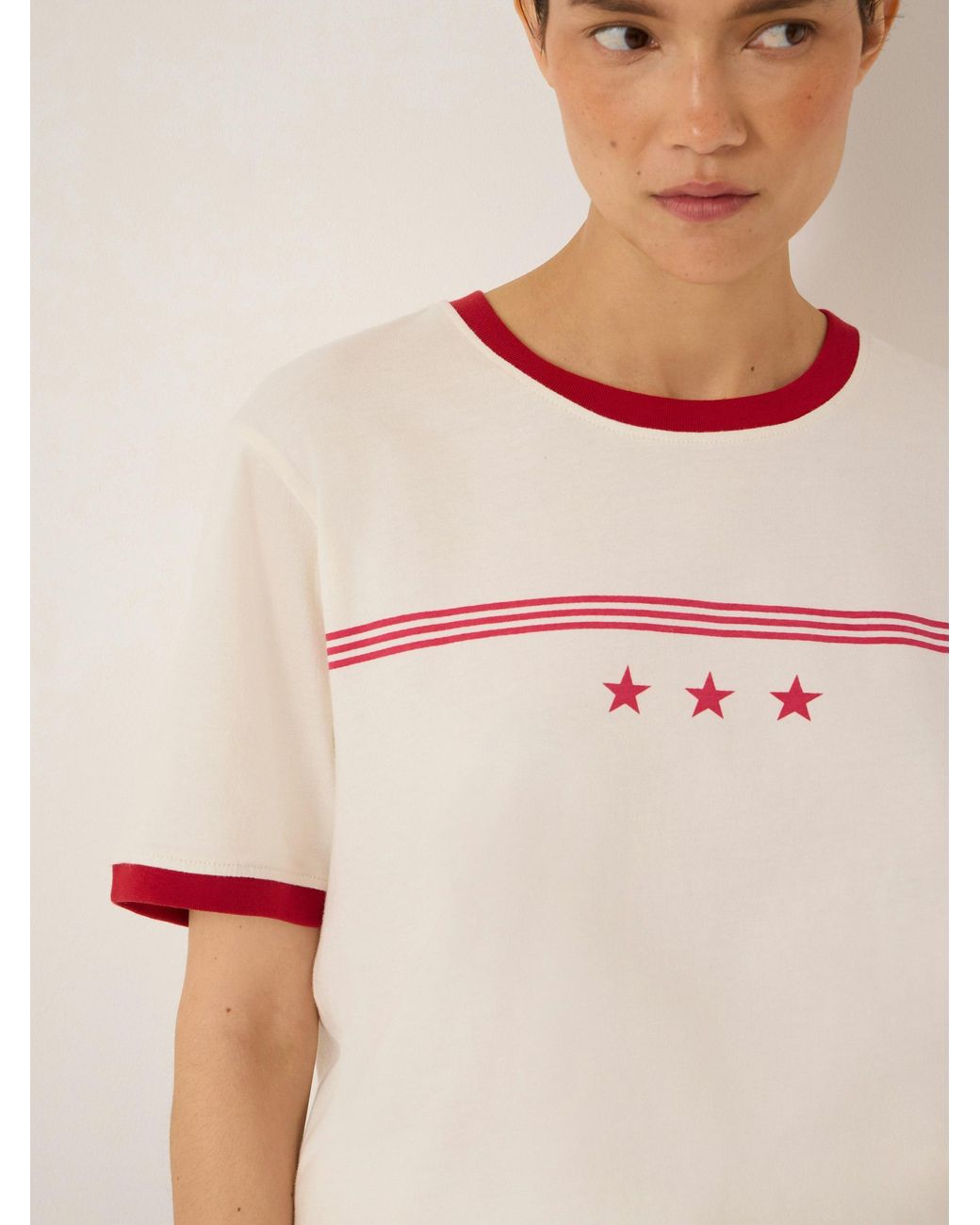 Hush Pink Star Ringer Slim T-Shirt