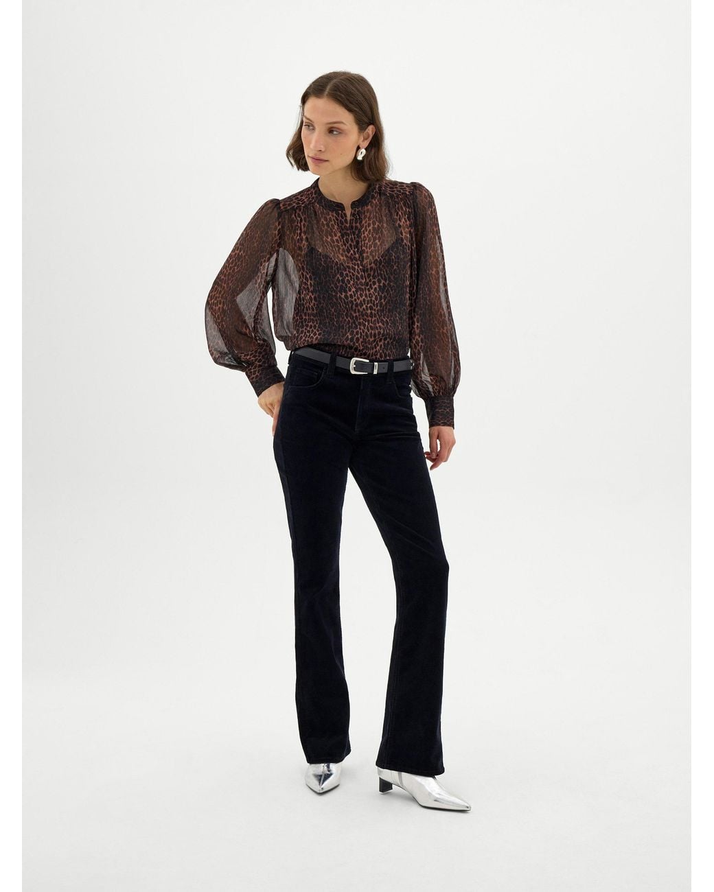 Hush Multicolor Naomi Leopard Chiffon Blouse