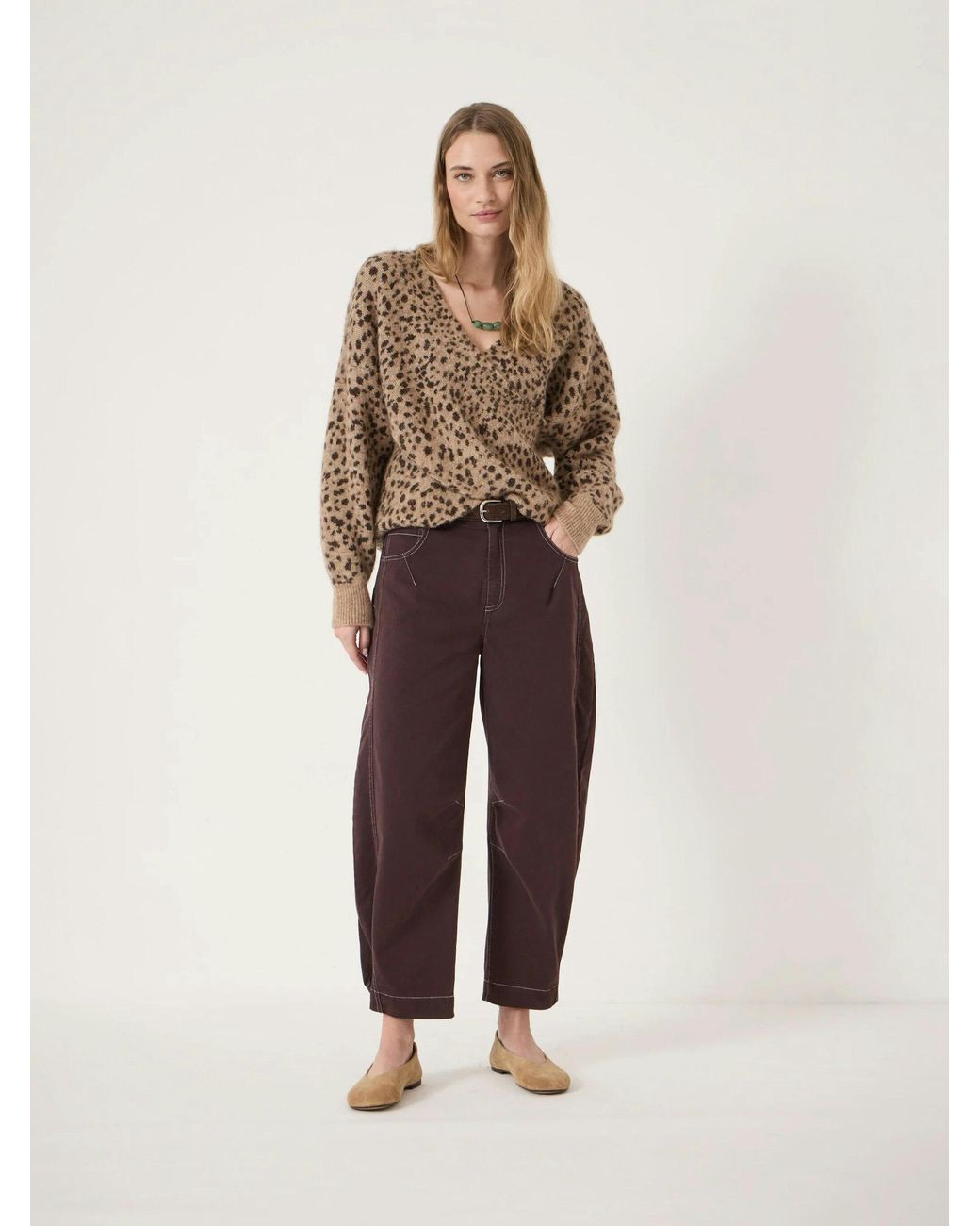 Hush Natural Betty Wool Blend Patterned Wrap Jumper